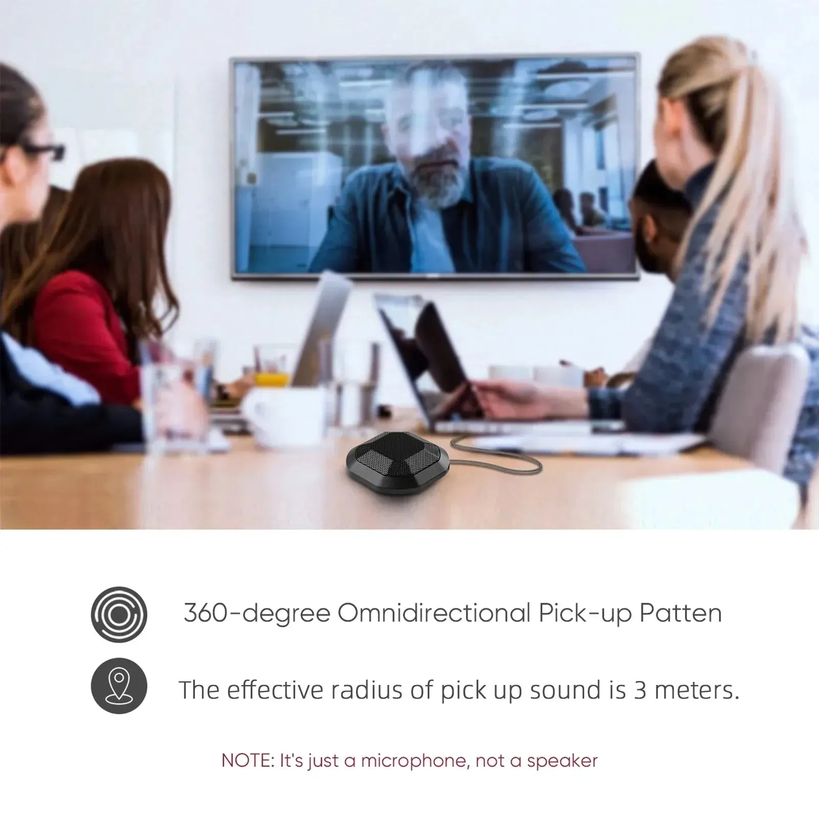 360° Omnidirectional USB Microphone with Touch-Mute: Ideal for Conference Calls, Podcasts, Streaming