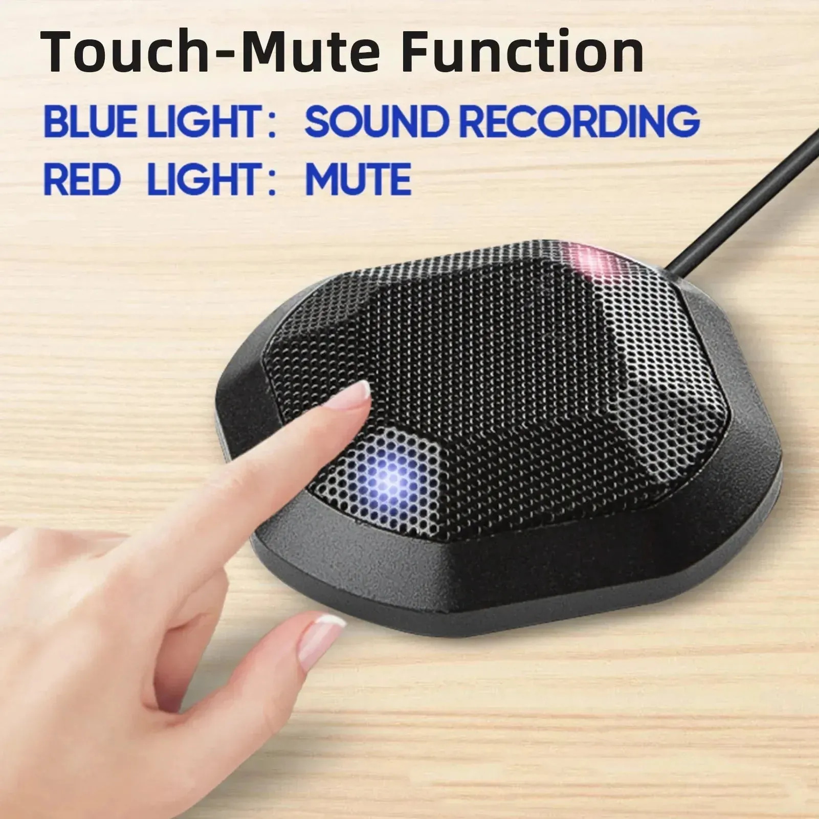 360° Omnidirectional USB Microphone with Touch-Mute: Ideal for Conference Calls, Podcasts, Streaming