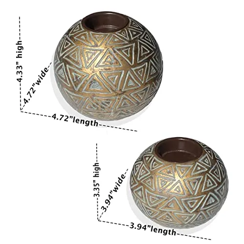 Aurum Orb Tea Light Candle Holders Gift Boxed Set of 2 Coffee Table Decor
