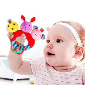Baby Moo Farm Animals Squeaker Teething Ring Handheld Rattle - Red