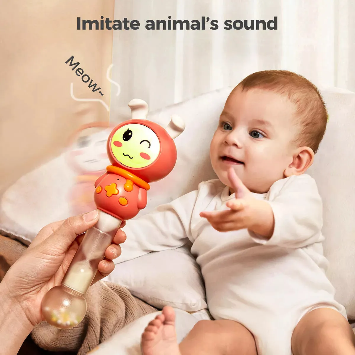 Baby shaker rattle toy, musical instruments sensory sound toy with light early educational toy for baby 6 Months 