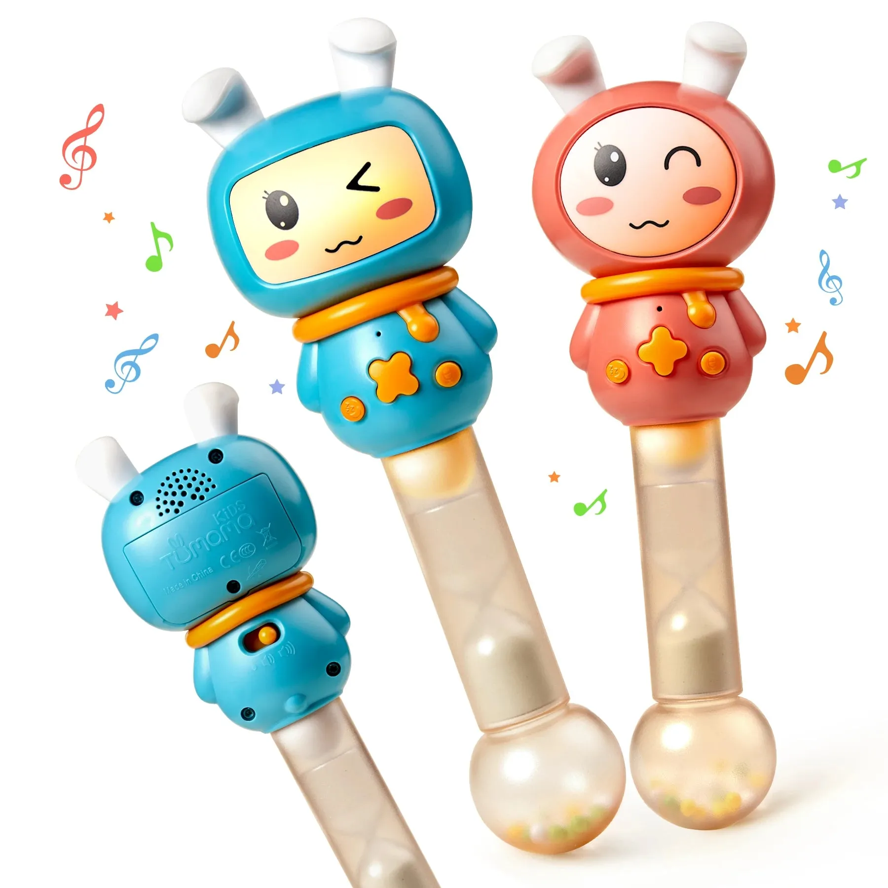 Baby shaker rattle toy, musical instruments sensory sound toy with light early educational toy for baby 6 Months 