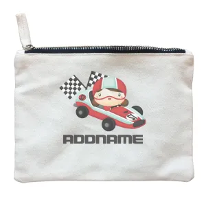 Birthday Cars Race Racer Girl With Racing Cars Addname Zipper Pouch