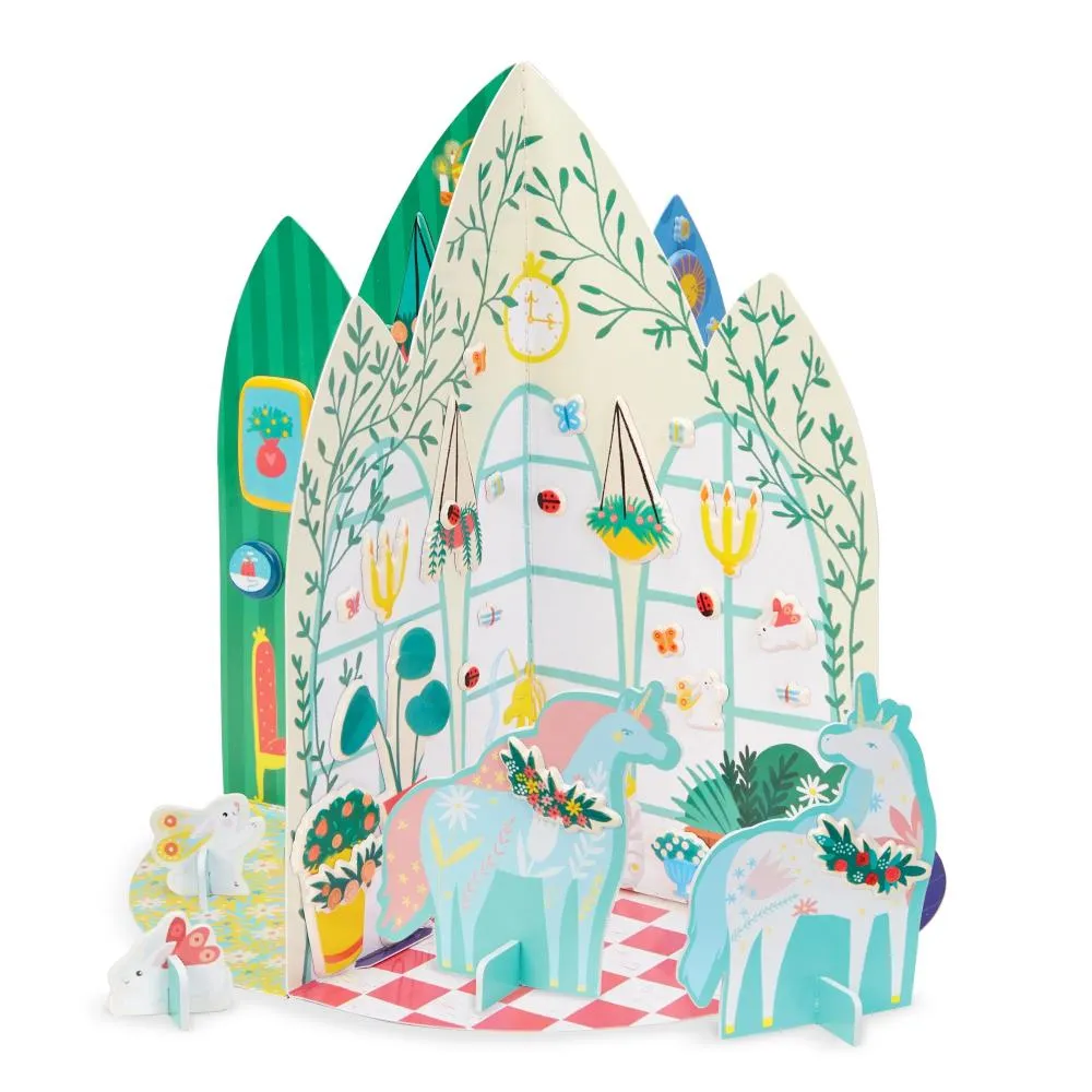 Bright Stripes Let's Craft Puffy Sticker 3D Playhouse - Unicorn Palace