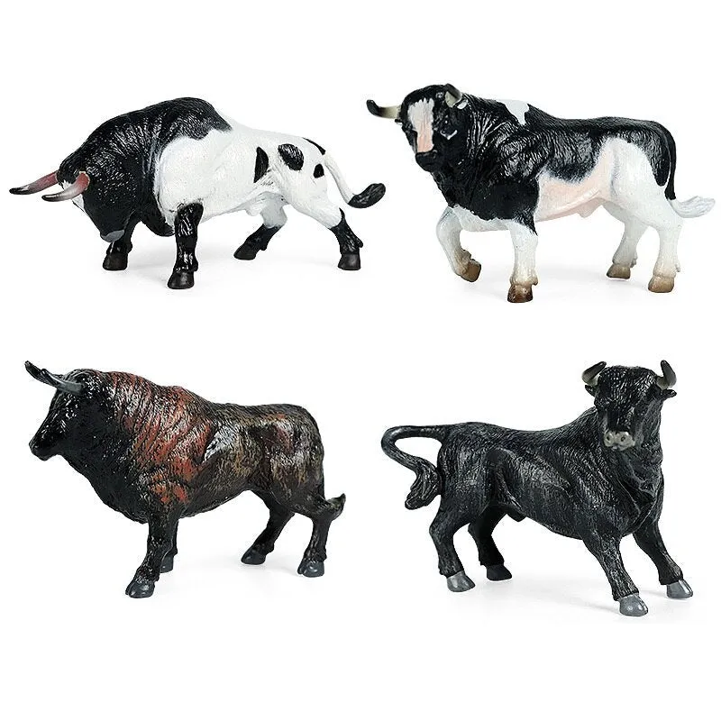 Bull bison ranch cattle set model simulation wild animal model PVC animal action figure toys children Christmas gifts