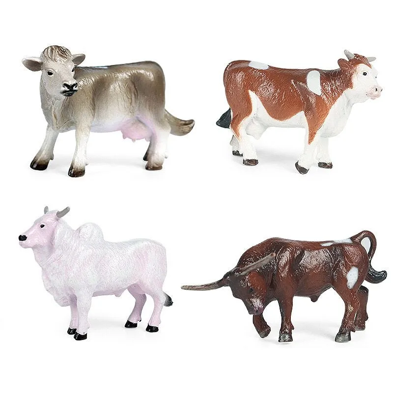 Bull bison ranch cattle set model simulation wild animal model PVC animal action figure toys children Christmas gifts