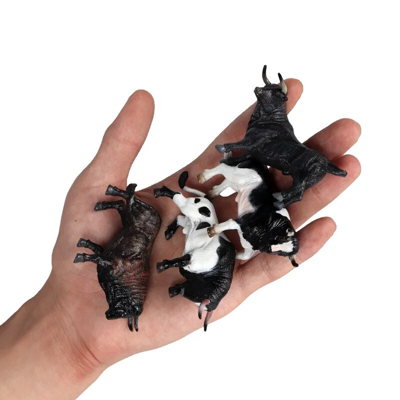 Bull bison ranch cattle set model simulation wild animal model PVC animal action figure toys children Christmas gifts