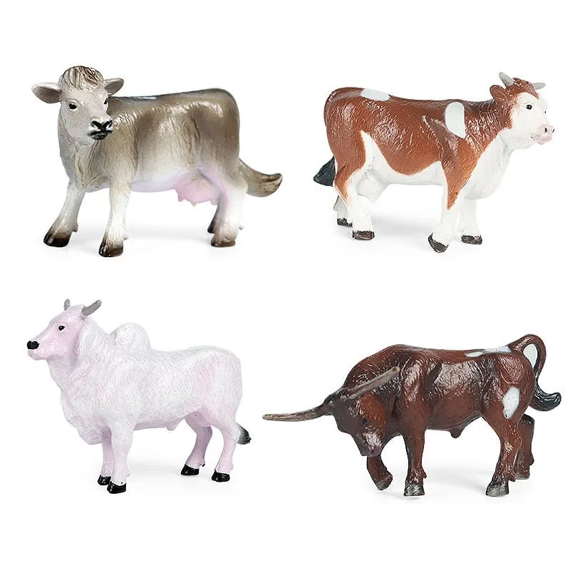 Bull bison ranch cattle set model simulation wild animal model PVC animal action figure toys children Christmas gifts