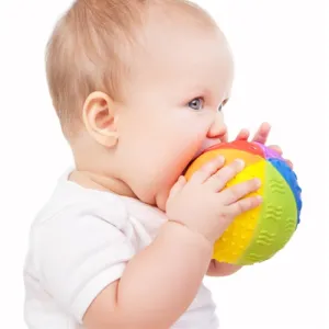 CaaOcho Baby Natural Rubber Sensory Ball - Rainbow Large (4")
