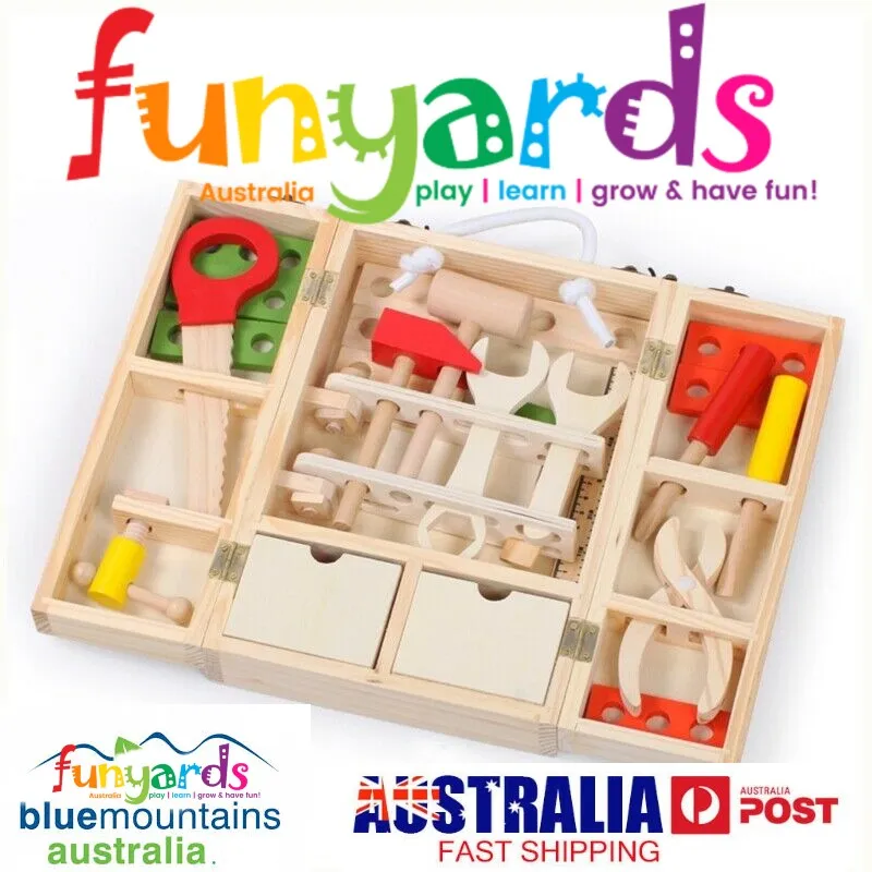 Children's Wooden Tool Set Box  Carpenter set pretend play educational building toy