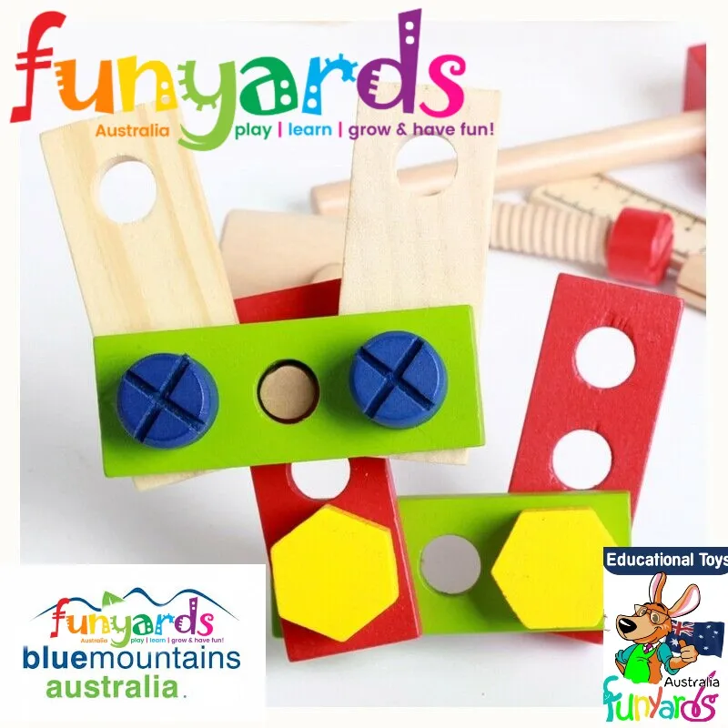 Children's Wooden Tool Set Box  Carpenter set pretend play educational building toy