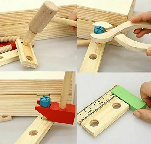 Children's Wooden Tool Set Box  Carpenter set pretend play educational building toy
