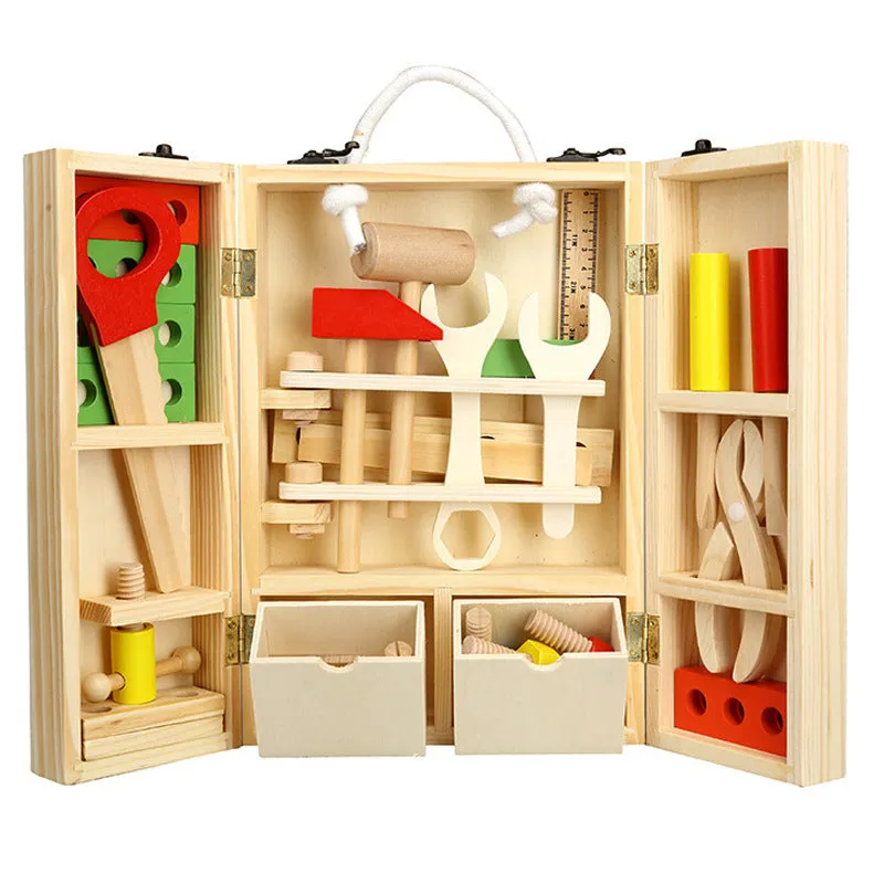 Children's Wooden Tool Set Box  Carpenter set pretend play educational building toy