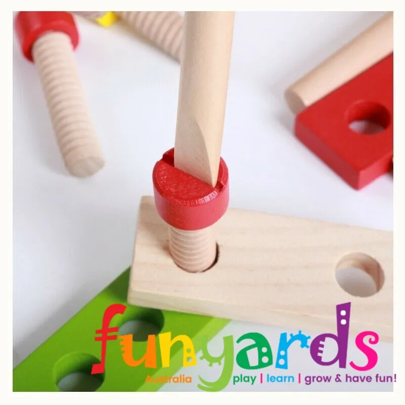 Children's Wooden Tool Set Box  Carpenter set pretend play educational building toy