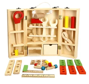 Children's Wooden Tool Set Box  Carpenter set pretend play educational building toy