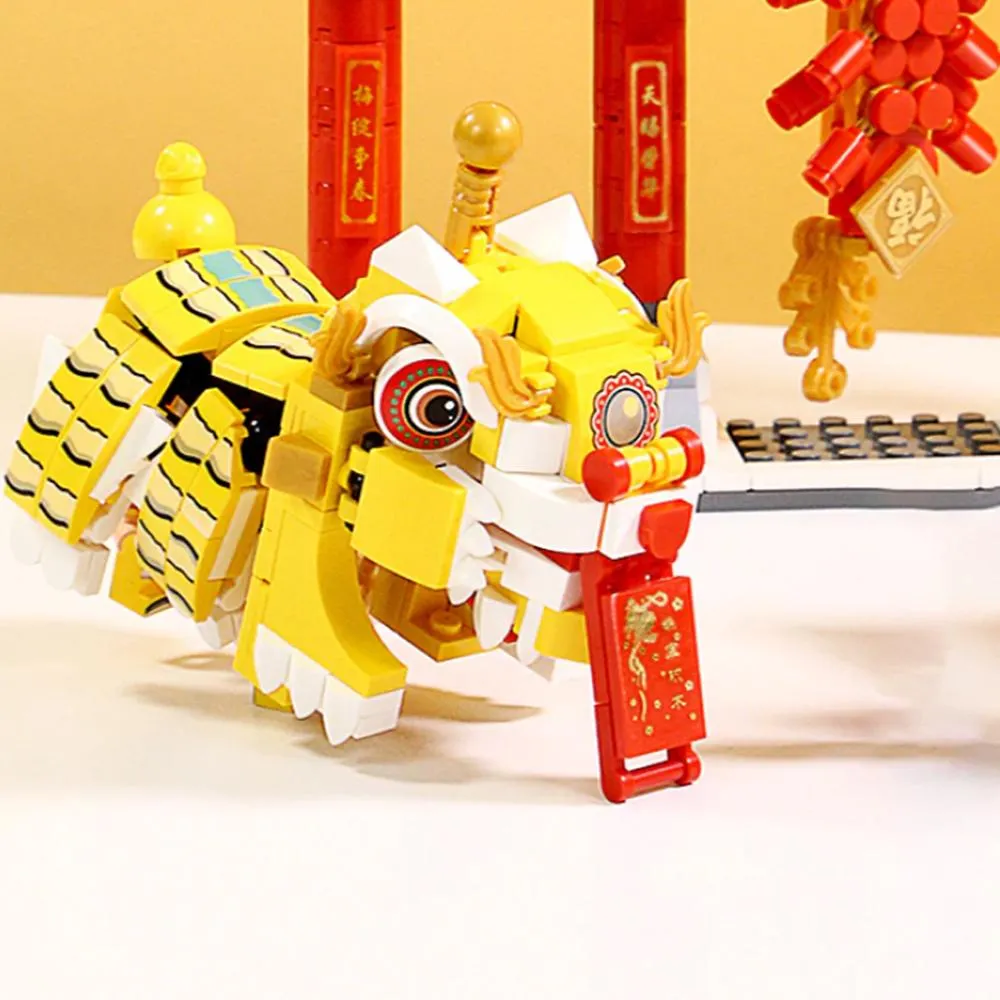 Chinese Lunar New Year Lion and Dragon Dance Building Block Set