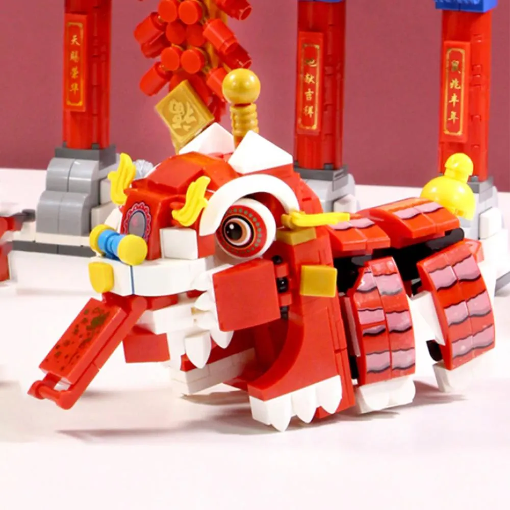 Chinese Lunar New Year Lion and Dragon Dance Building Block Set
