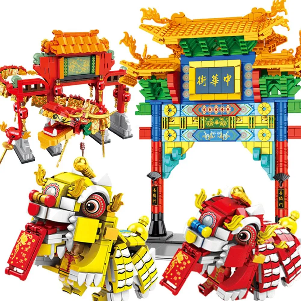 Chinese Lunar New Year Lion and Dragon Dance Building Block Set