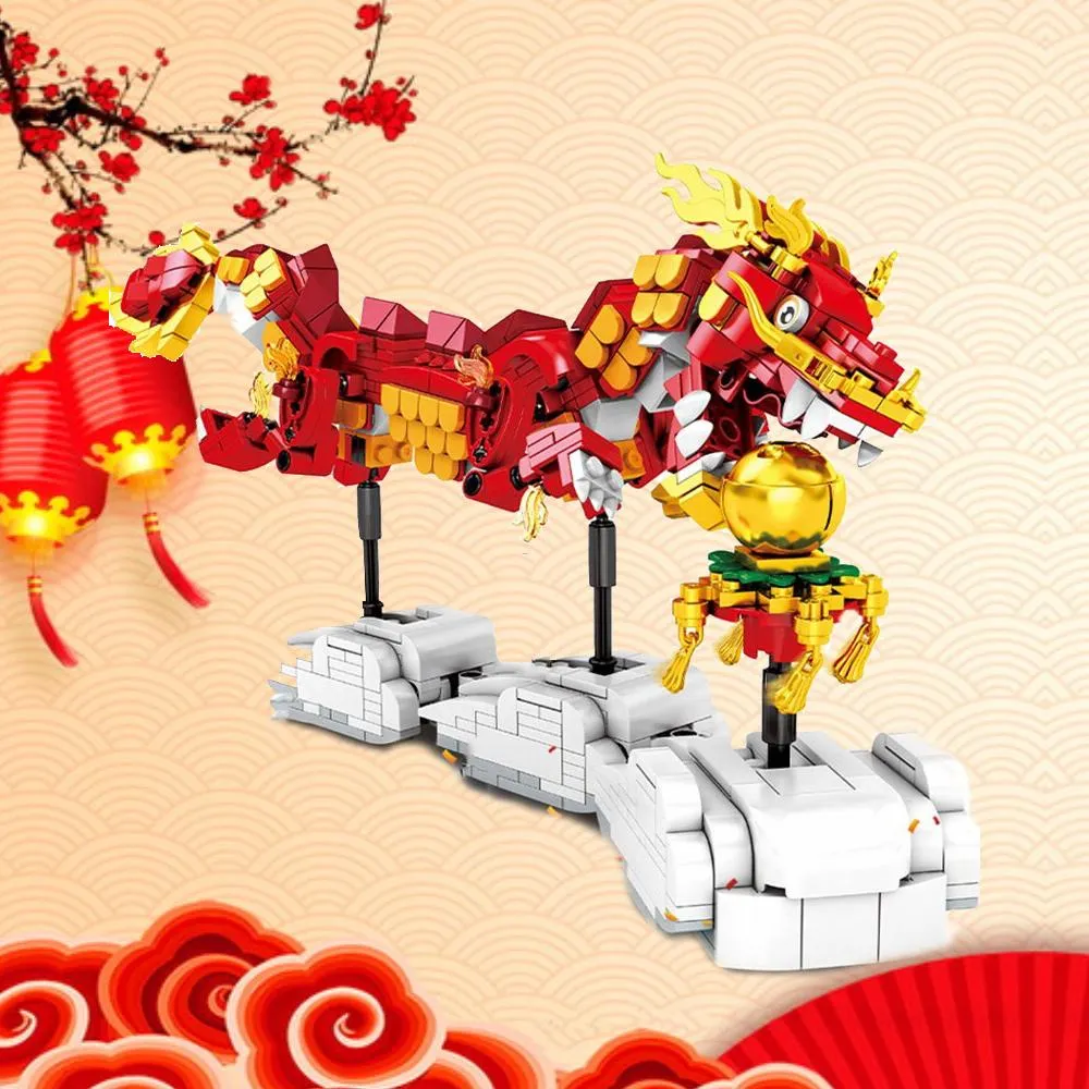Chinese Lunar New Year Lion and Dragon Dance Building Block Set