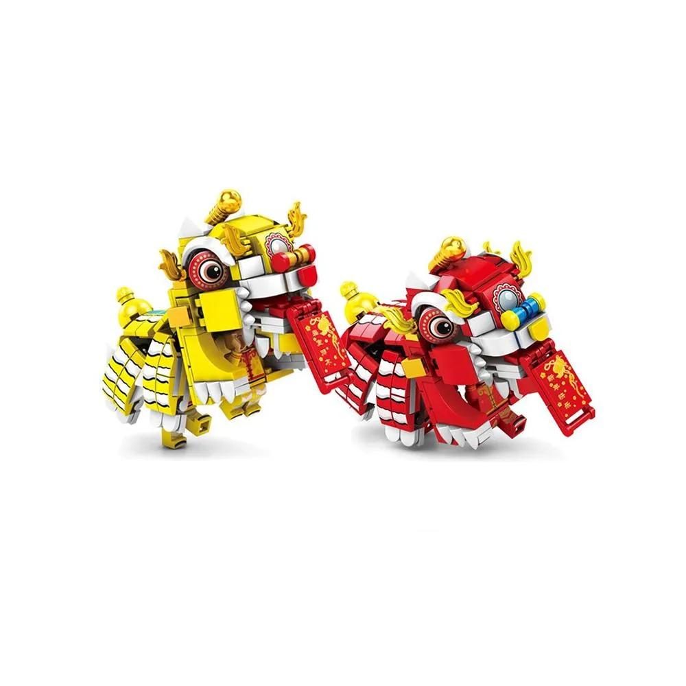 Chinese Lunar New Year Lion and Dragon Dance Building Block Set