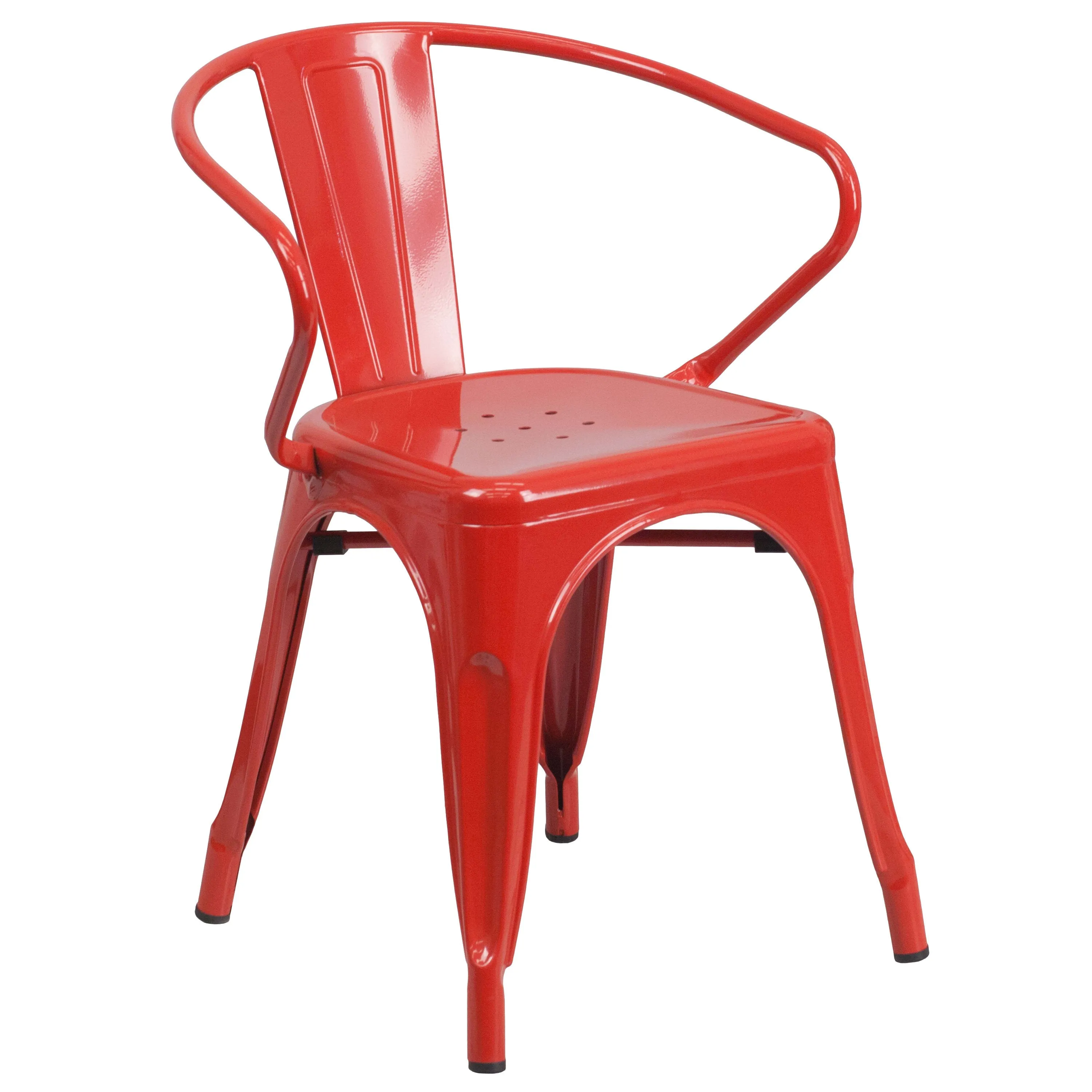 Commercial Grade 24" Round Metal Indoor-Outdoor Table Set with 4 Arm Chairs