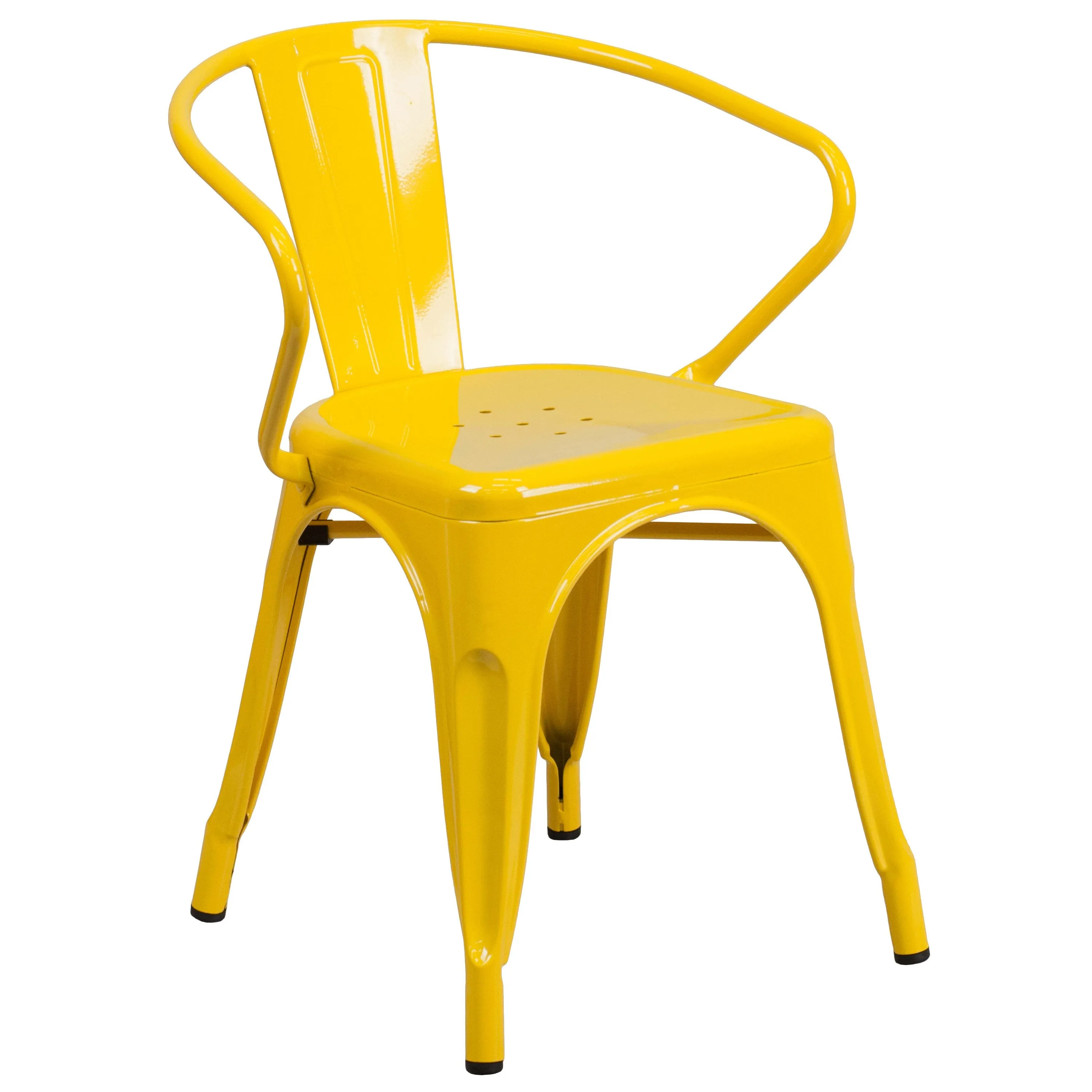 Commercial Grade 24" Round Metal Indoor-Outdoor Table Set with 4 Arm Chairs