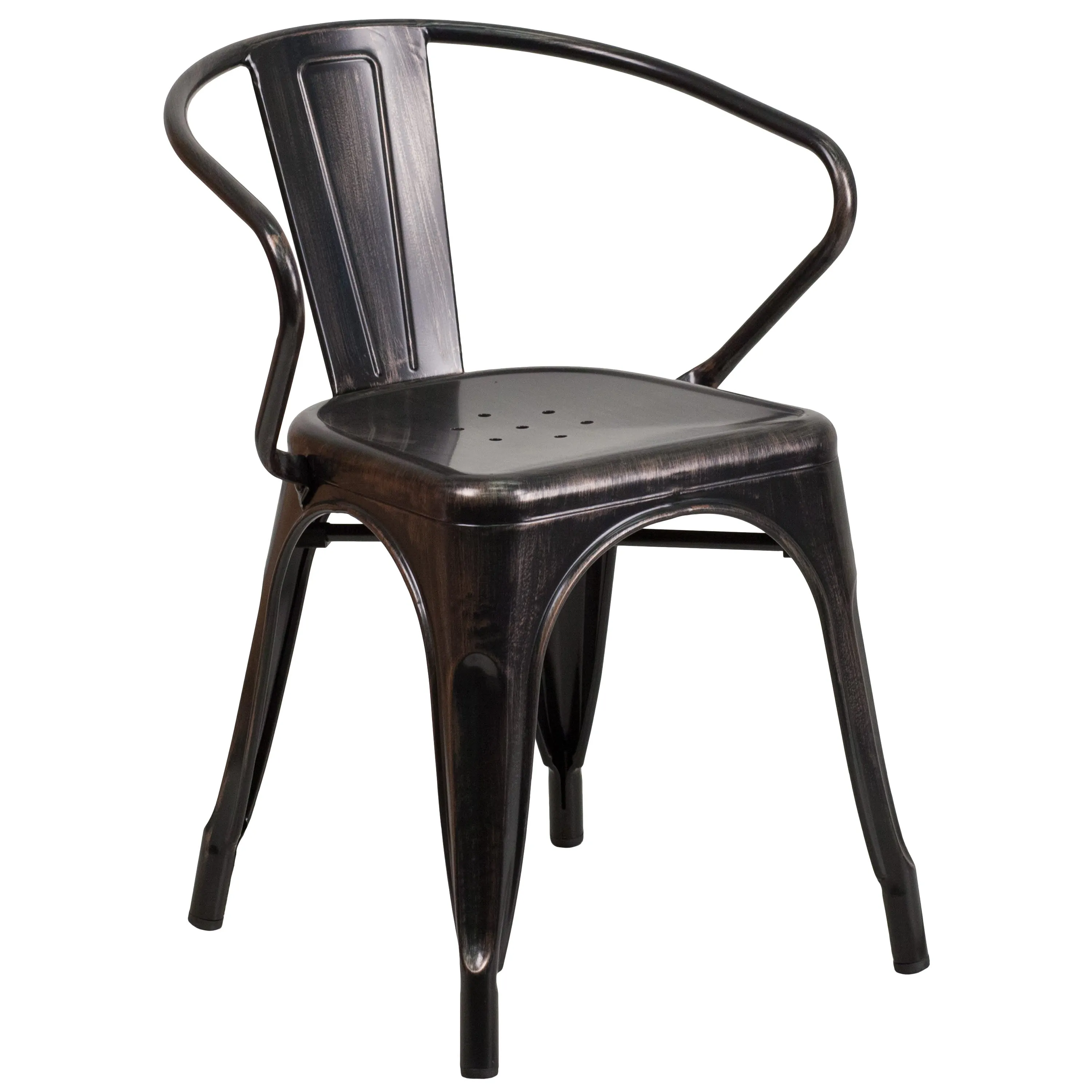 Commercial Grade 24" Round Metal Indoor-Outdoor Table Set with 4 Arm Chairs