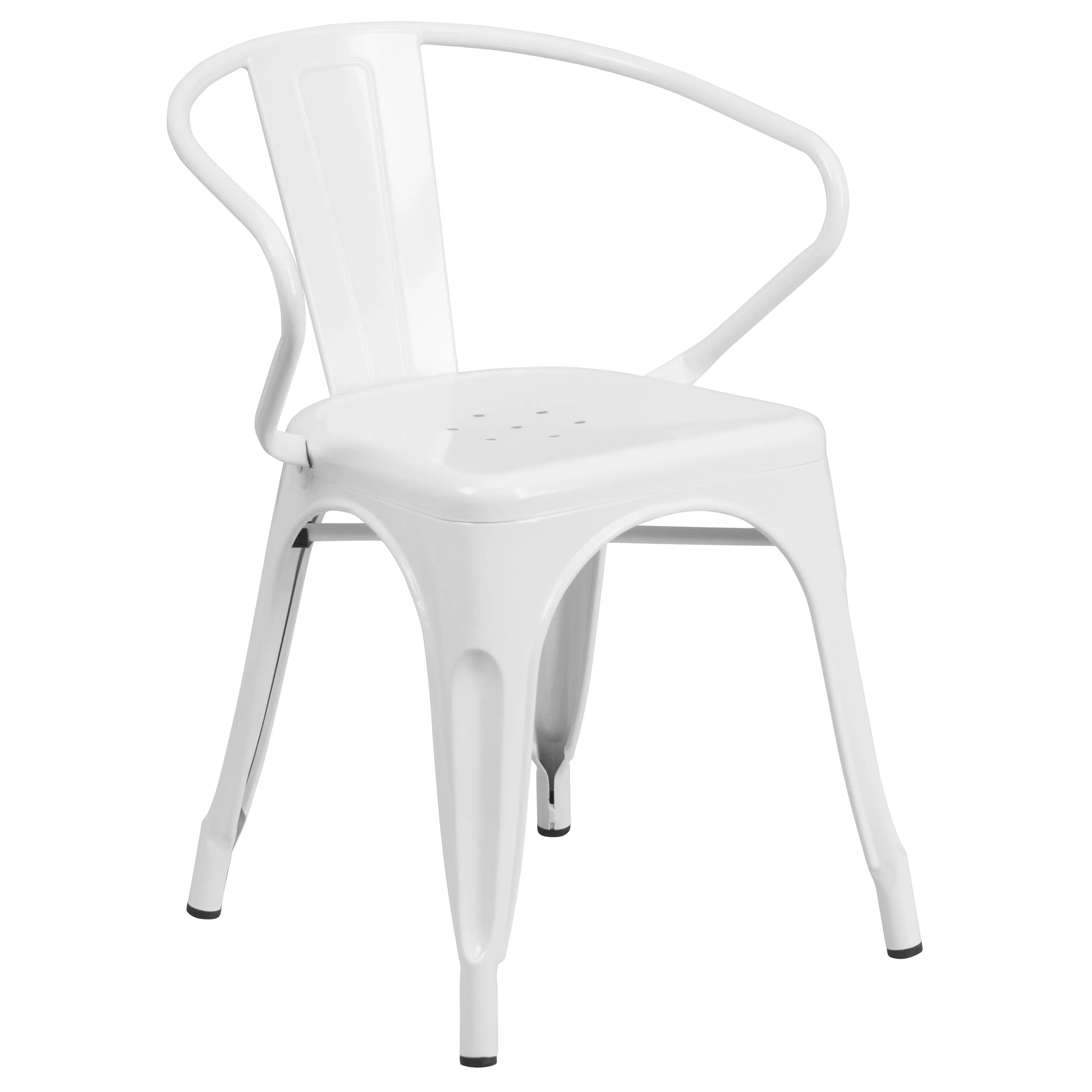 Commercial Grade 24" Round Metal Indoor-Outdoor Table Set with 4 Arm Chairs