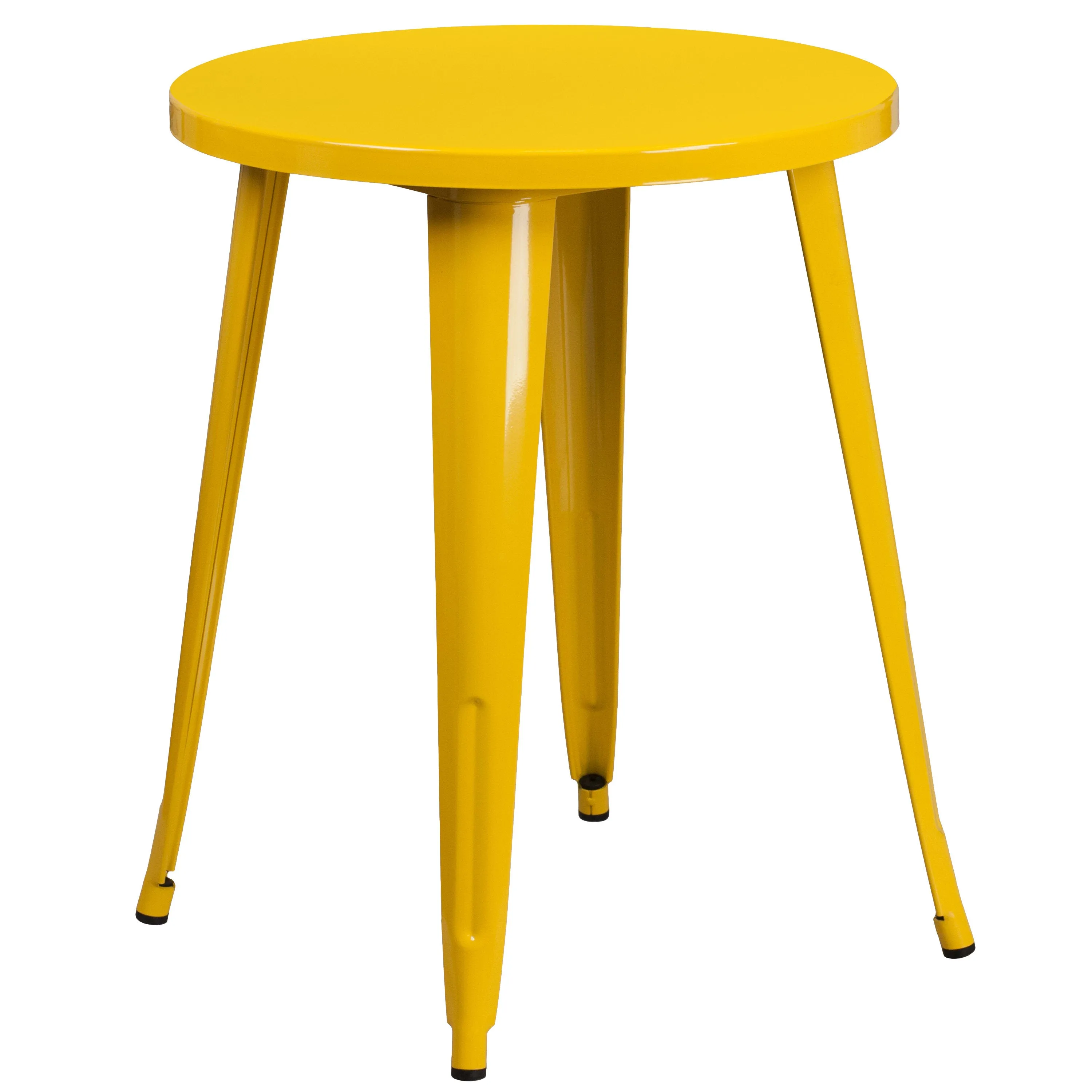 Commercial Grade 24" Round Metal Indoor-Outdoor Table Set with 4 Arm Chairs