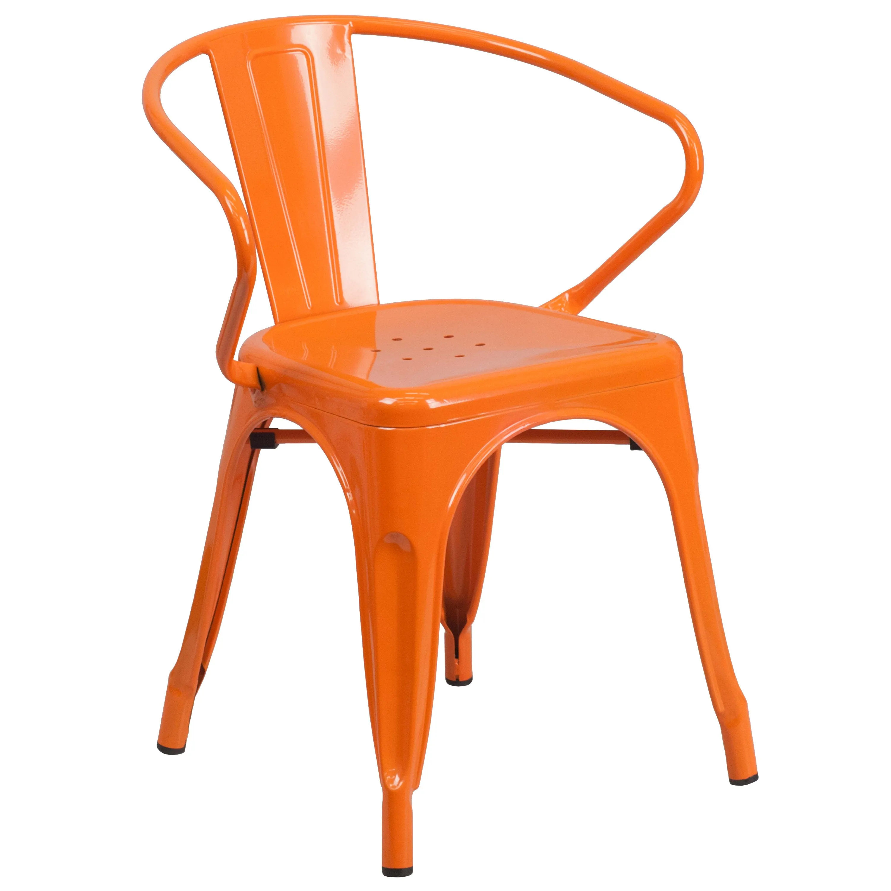 Commercial Grade 24" Round Metal Indoor-Outdoor Table Set with 4 Arm Chairs