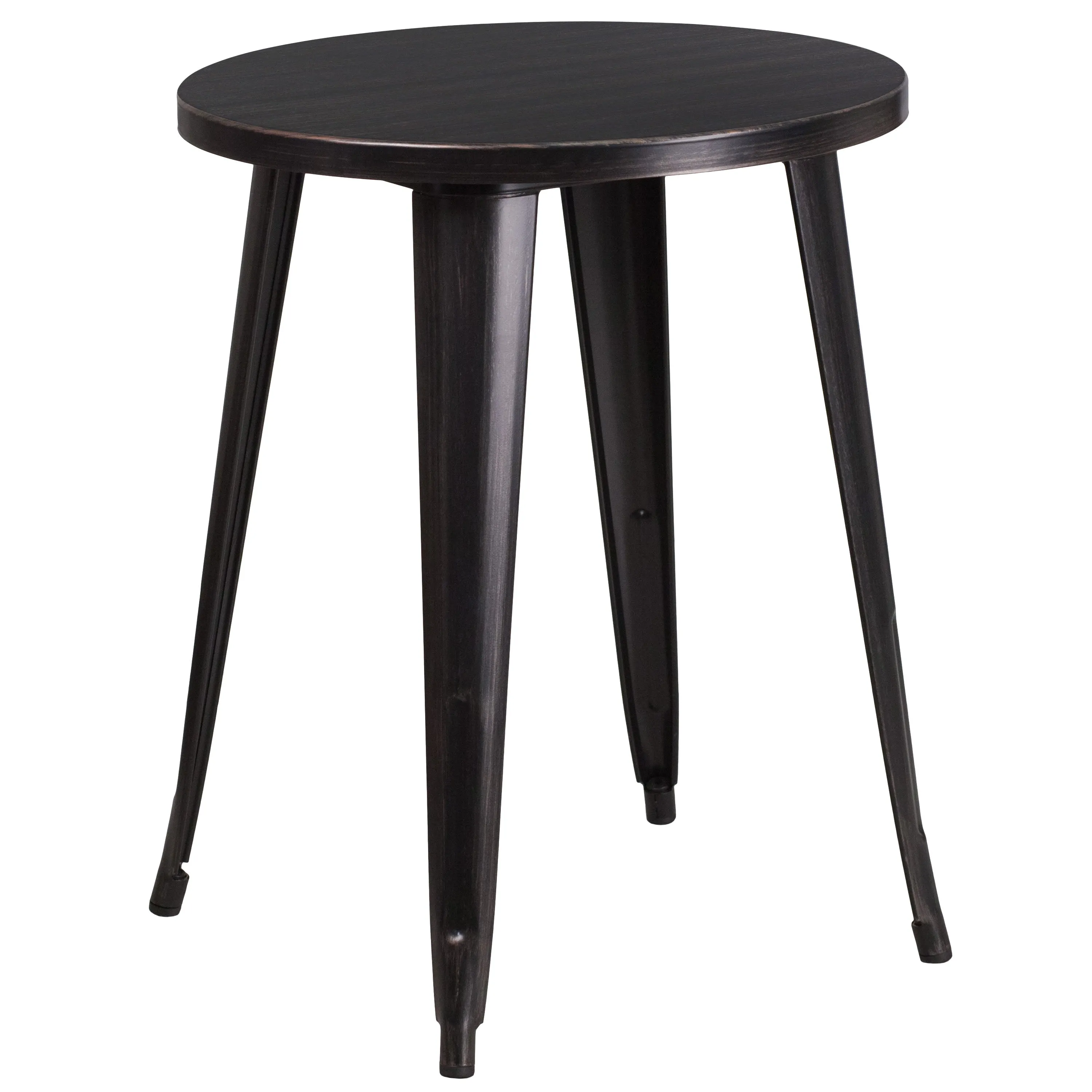 Commercial Grade 24" Round Metal Indoor-Outdoor Table Set with 4 Arm Chairs
