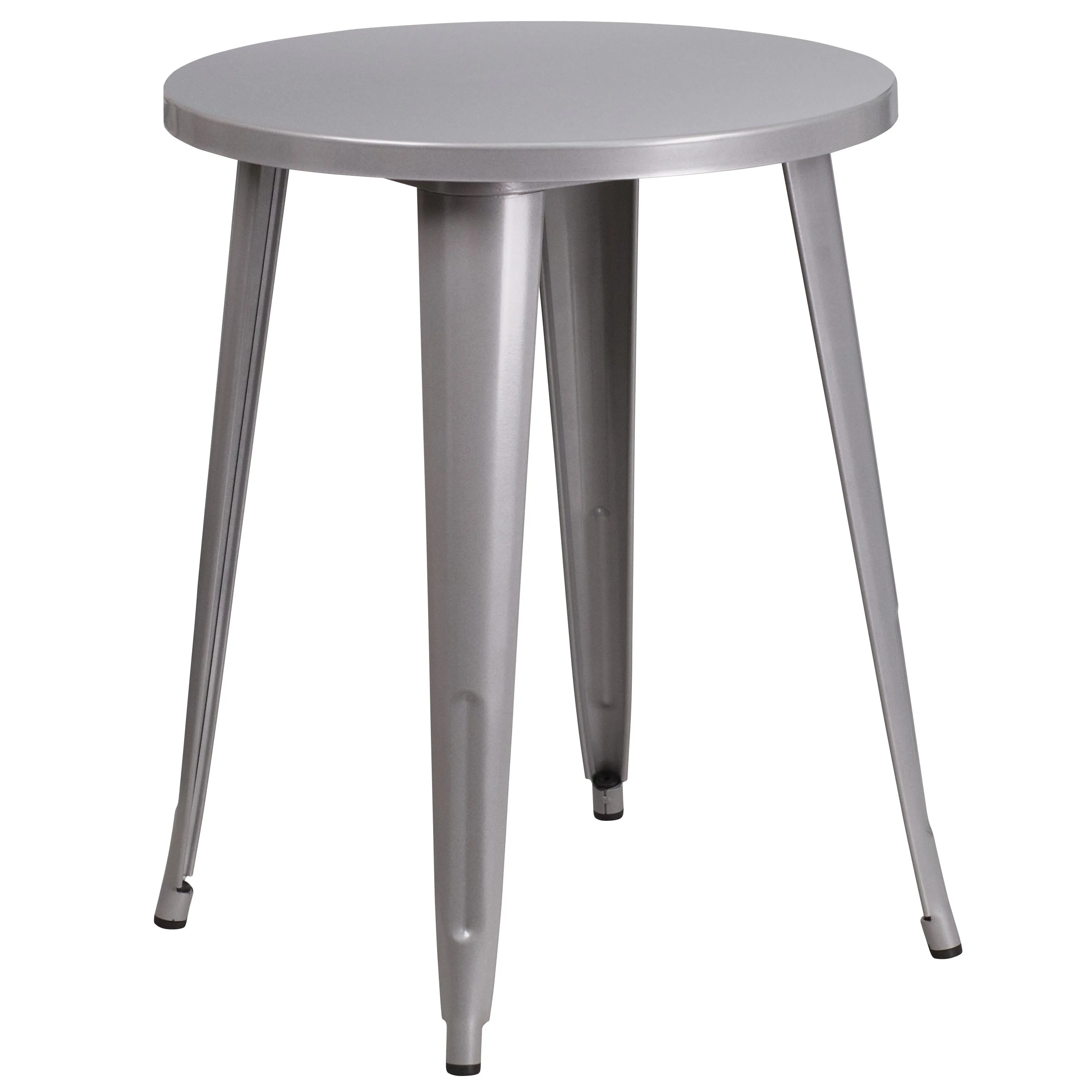 Commercial Grade 24" Round Metal Indoor-Outdoor Table Set with 4 Arm Chairs