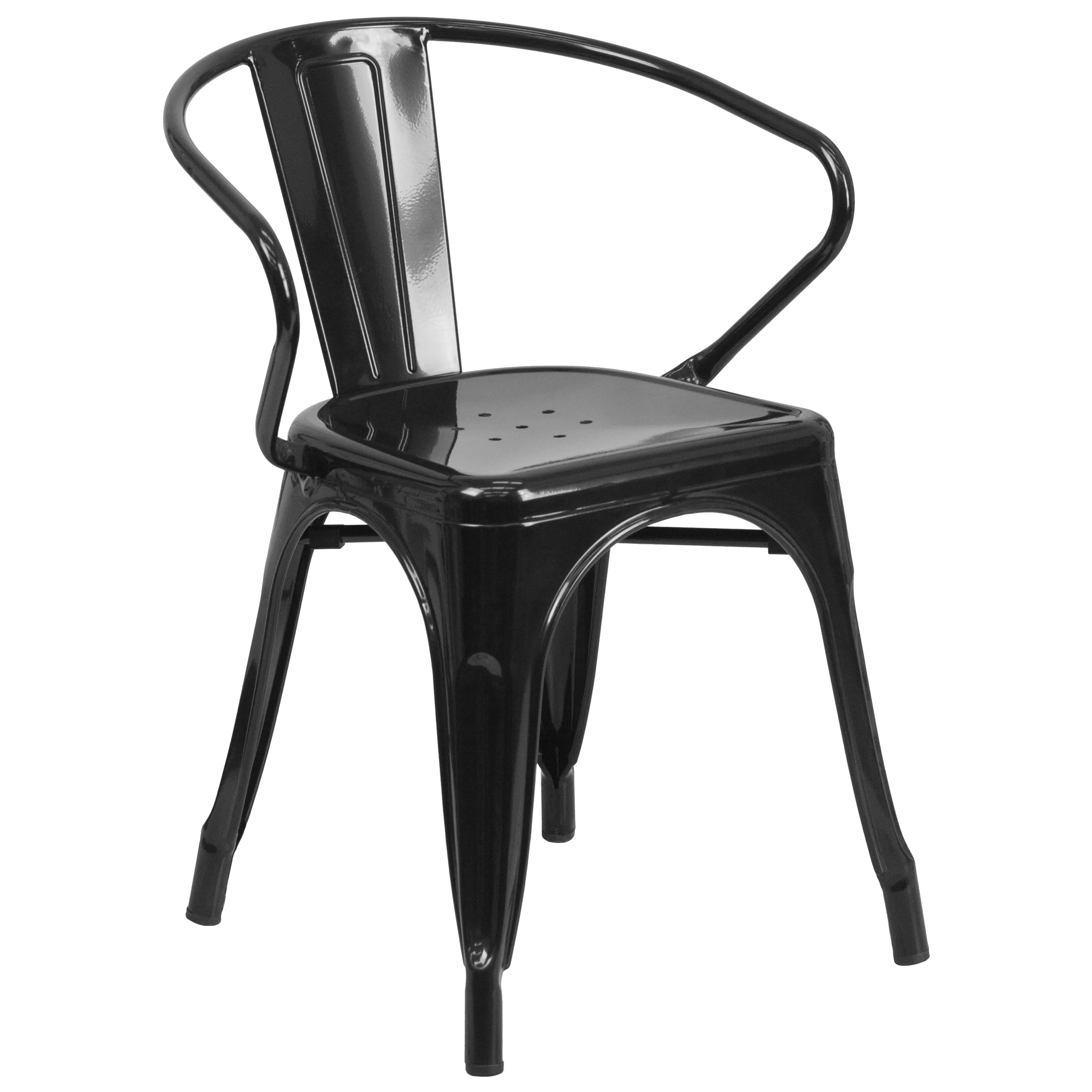 Commercial Grade 24" Round Metal Indoor-Outdoor Table Set with 4 Arm Chairs