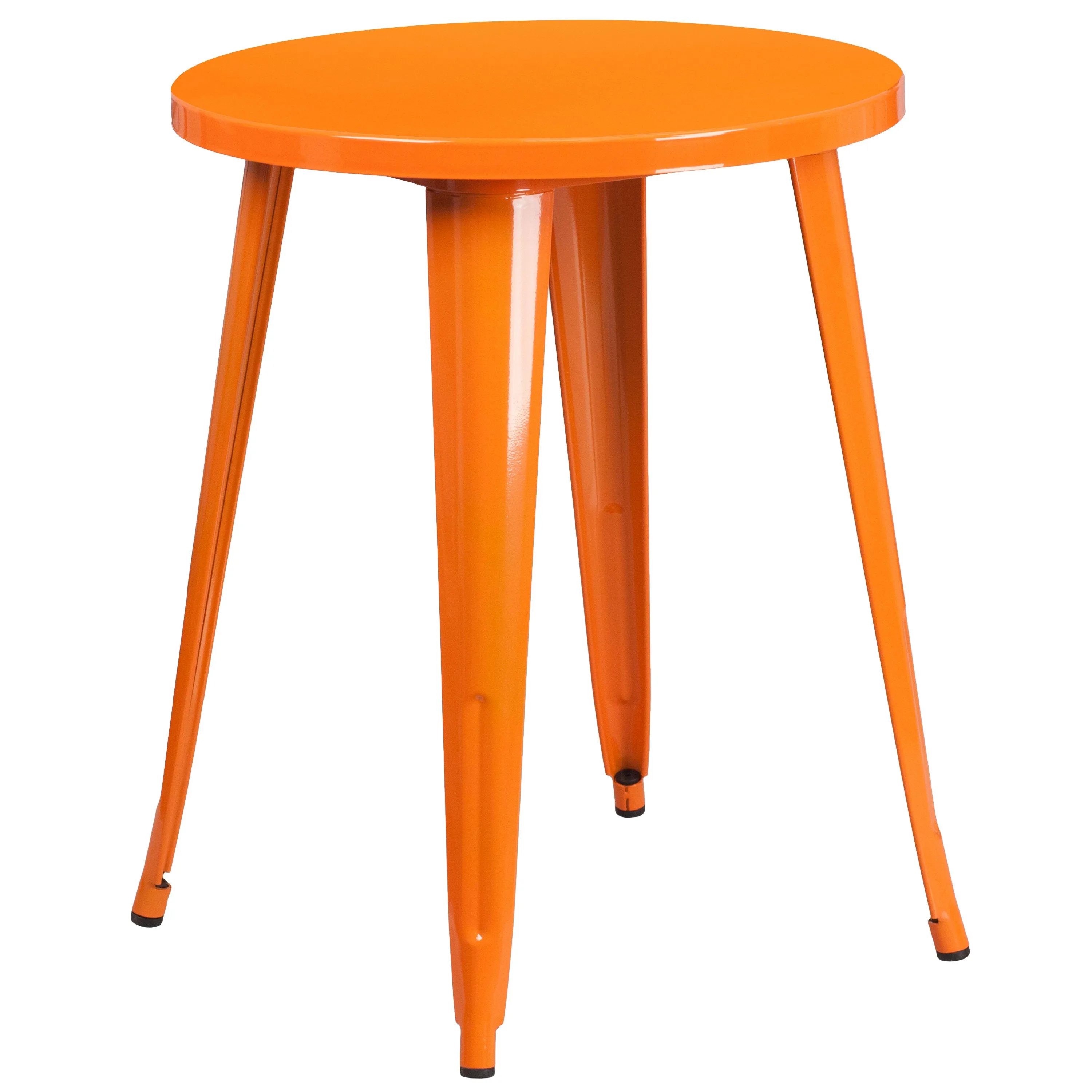 Commercial Grade 24" Round Metal Indoor-Outdoor Table Set with 4 Arm Chairs