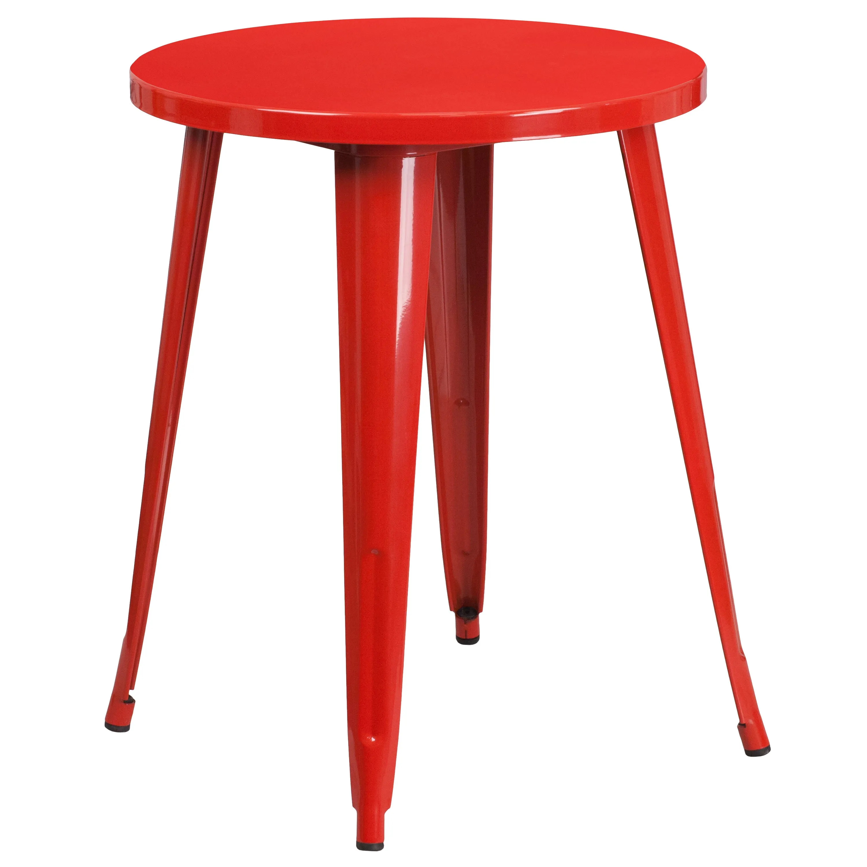 Commercial Grade 24" Round Metal Indoor-Outdoor Table Set with 4 Arm Chairs