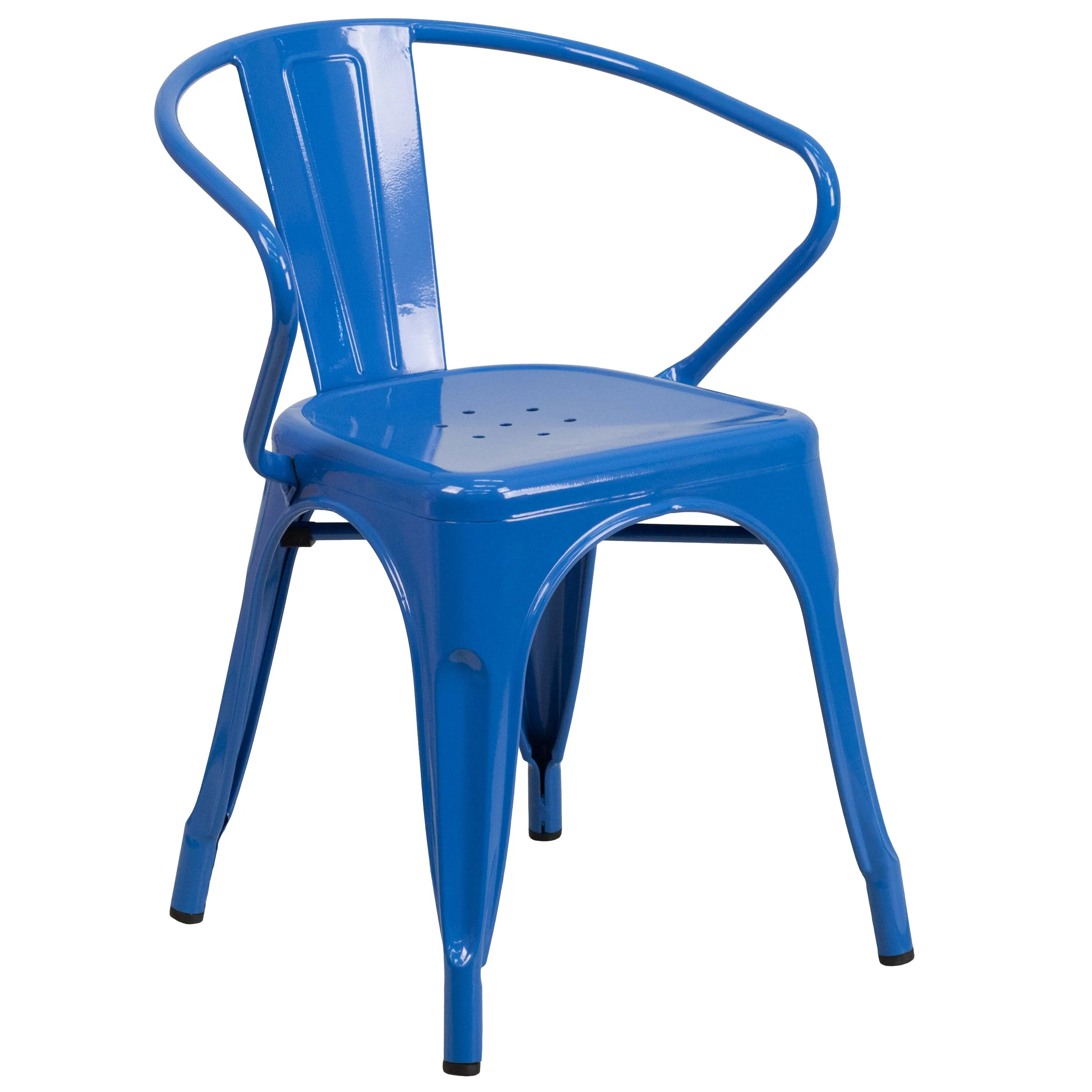 Commercial Grade 24" Round Metal Indoor-Outdoor Table Set with 4 Arm Chairs