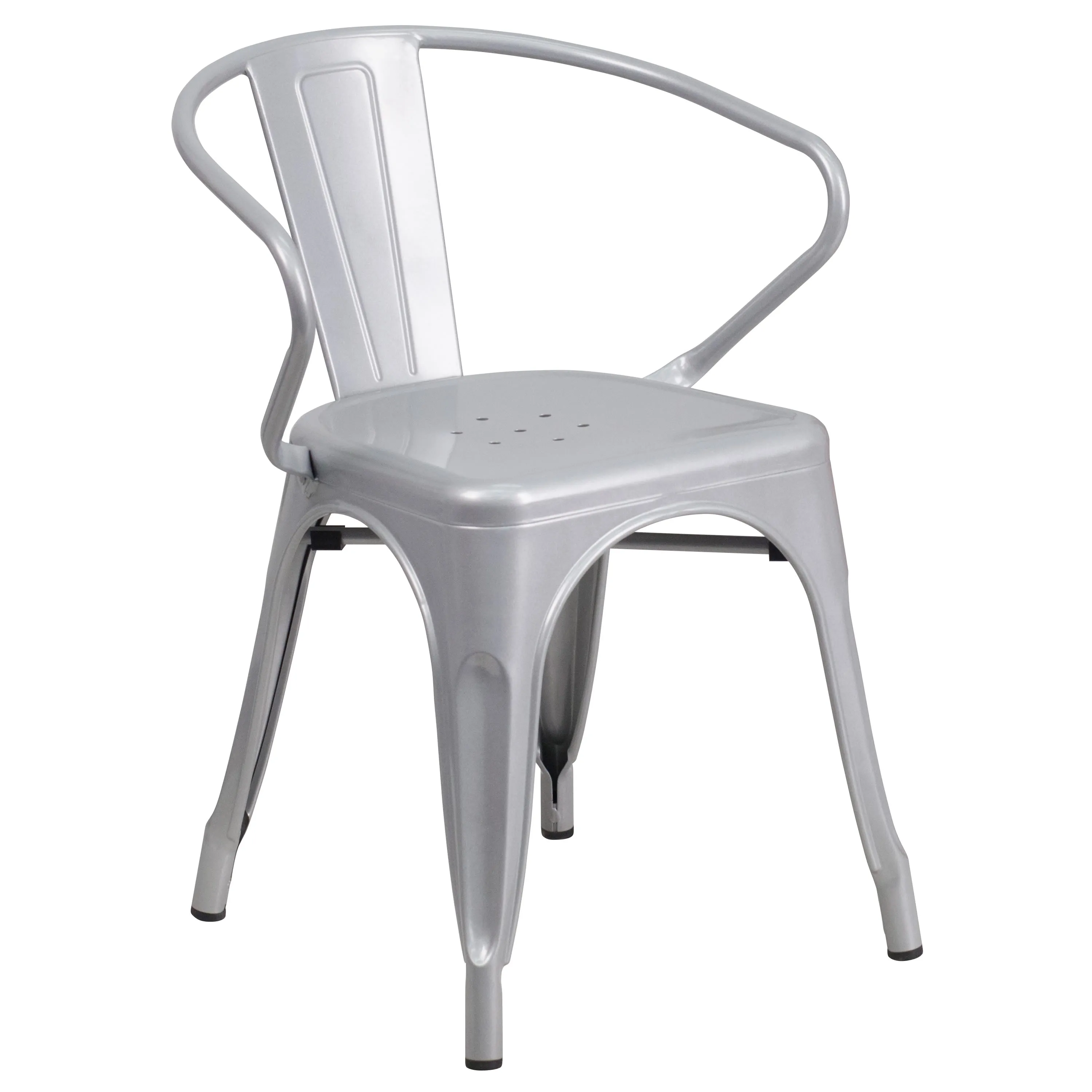 Commercial Grade 24" Round Metal Indoor-Outdoor Table Set with 4 Arm Chairs