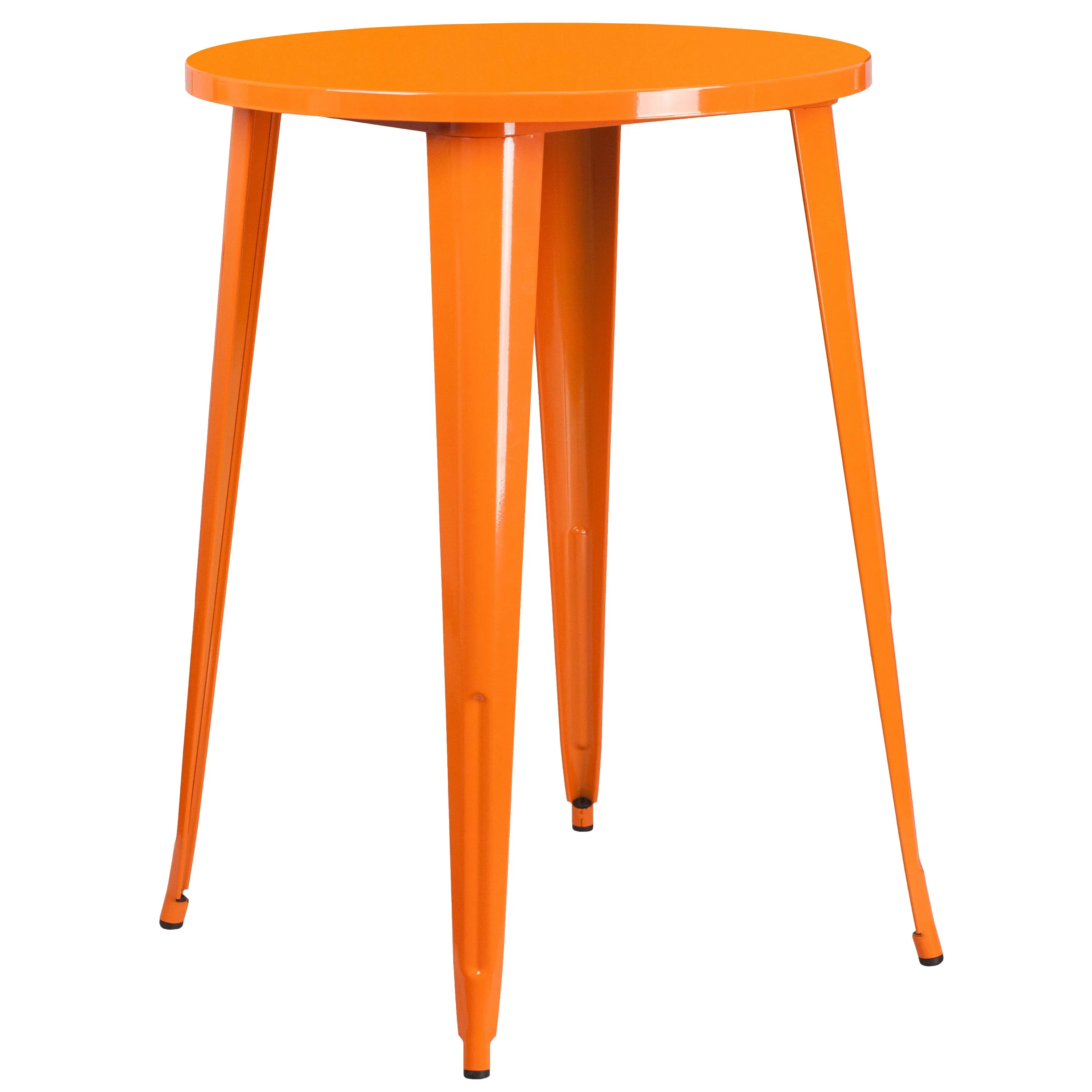 Commercial Grade 30" Round Metal Indoor-Outdoor Bar Table Set with 2 Square Seat Backless Stools