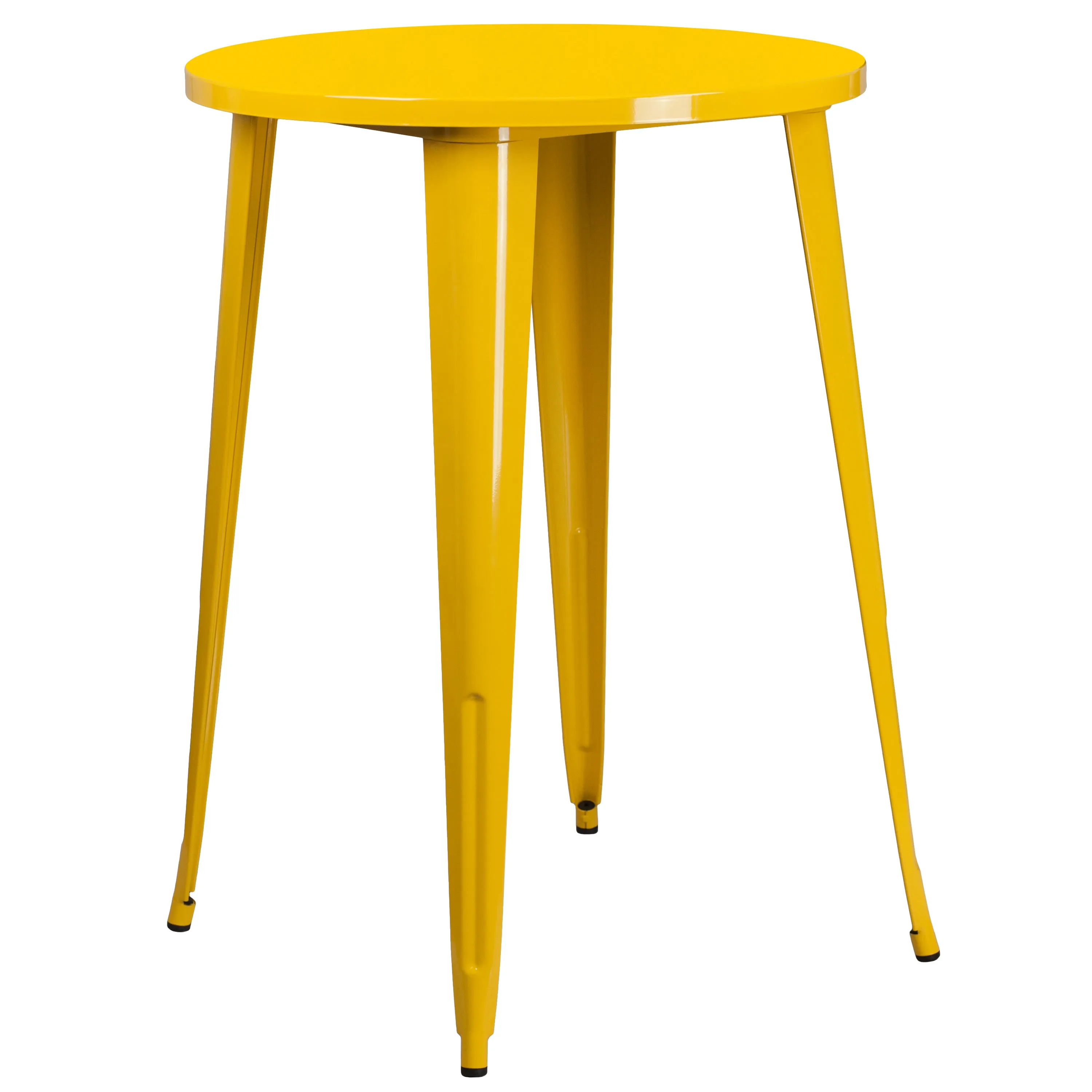 Commercial Grade 30" Round Metal Indoor-Outdoor Bar Table Set with 2 Square Seat Backless Stools