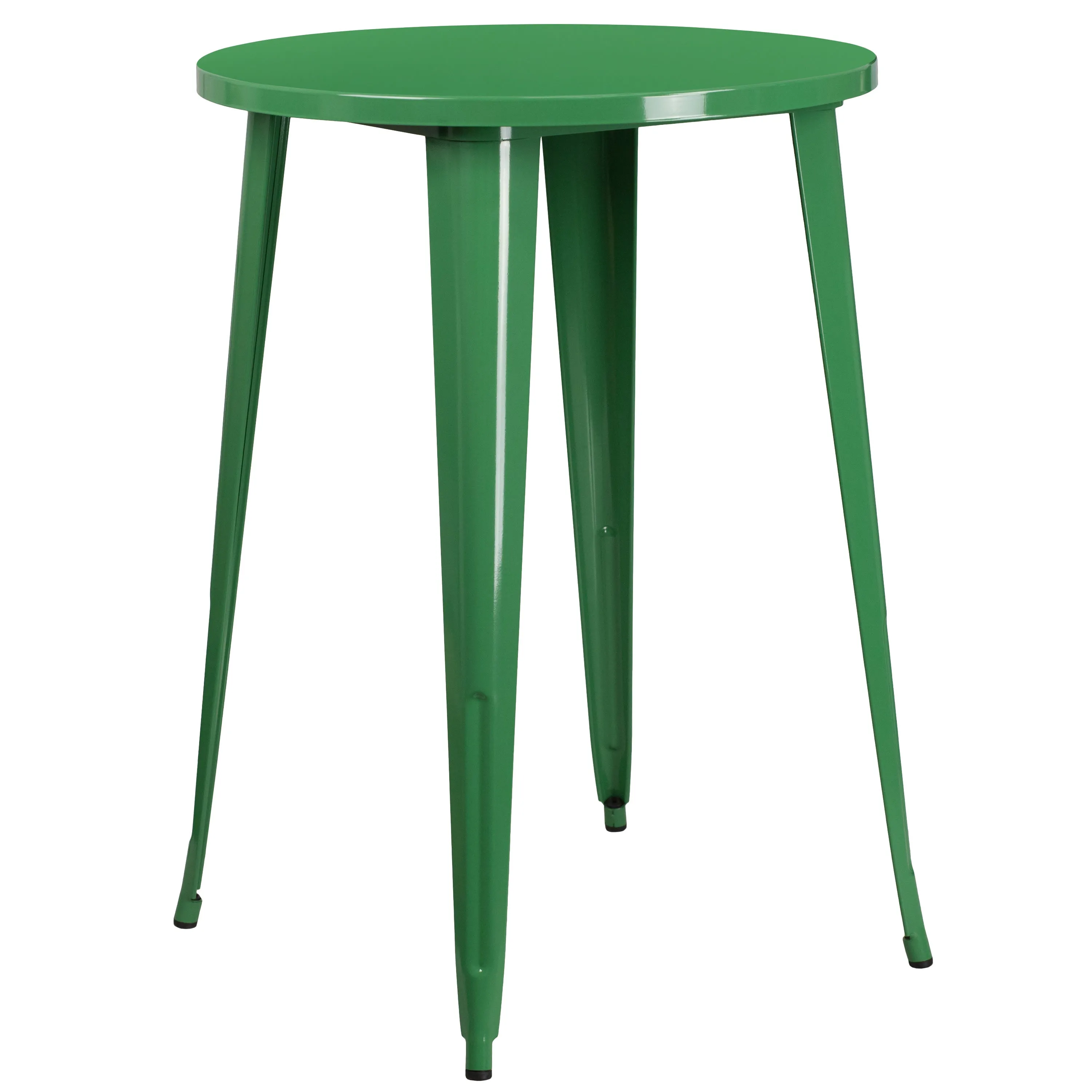 Commercial Grade 30" Round Metal Indoor-Outdoor Bar Table Set with 2 Square Seat Backless Stools