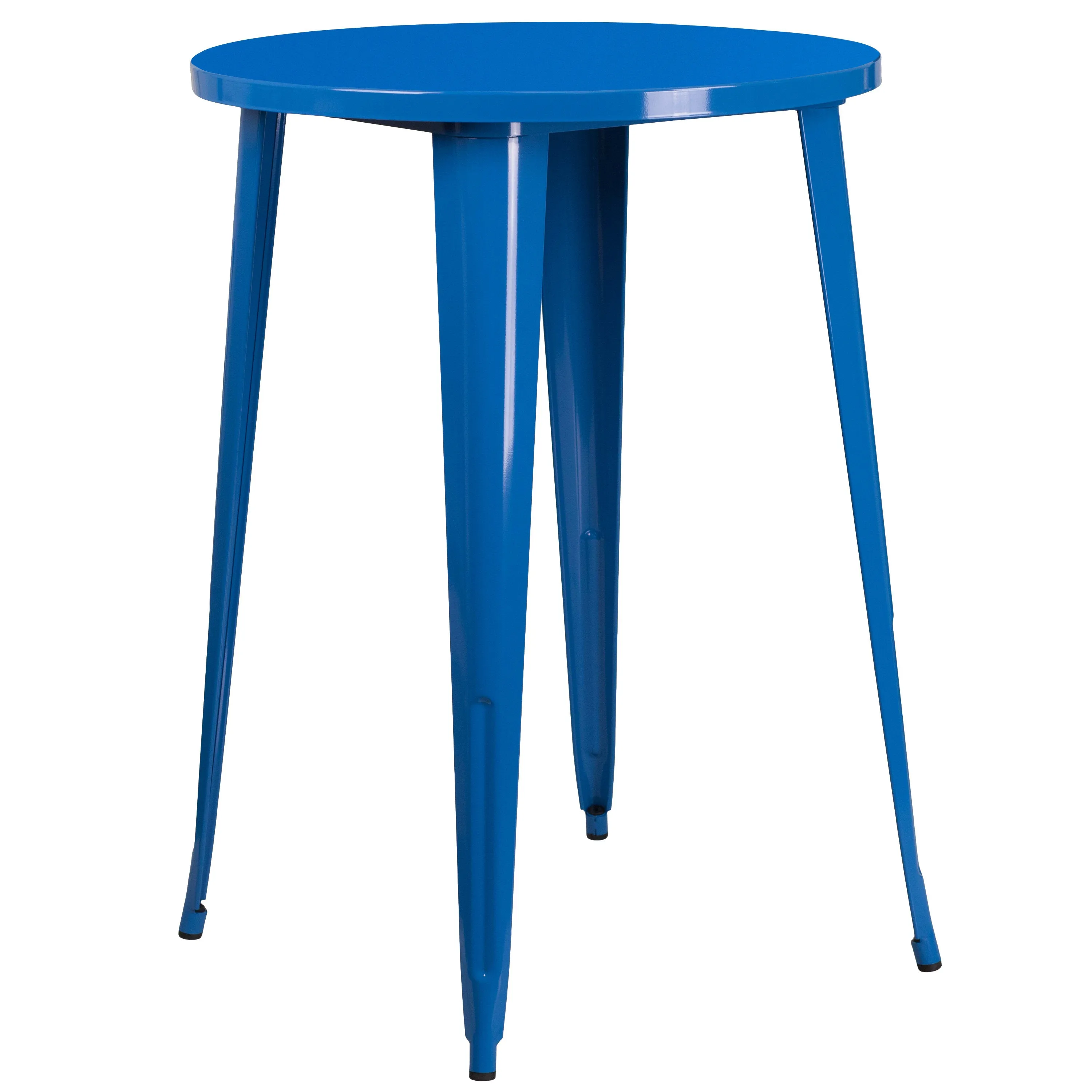 Commercial Grade 30" Round Metal Indoor-Outdoor Bar Table Set with 2 Square Seat Backless Stools
