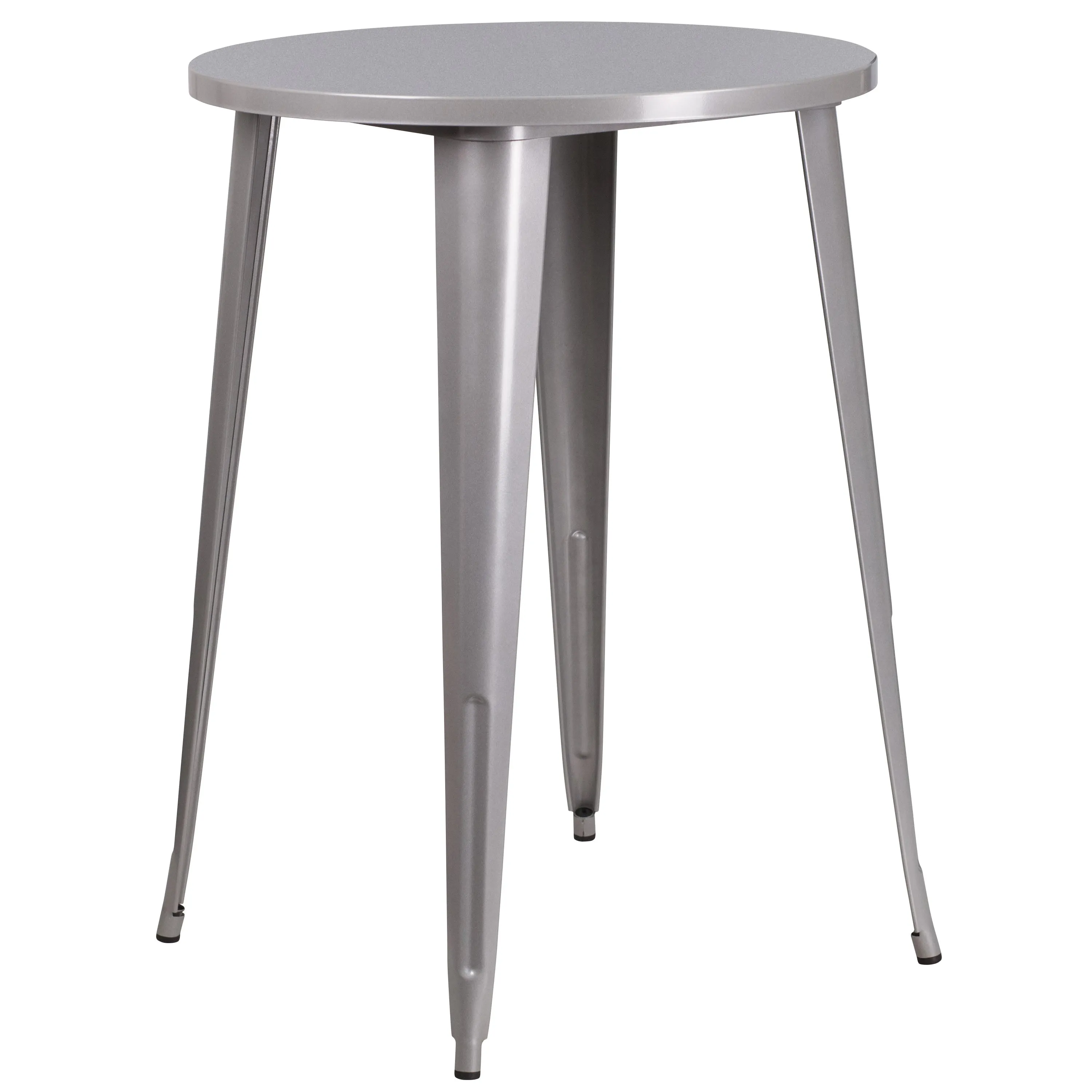 Commercial Grade 30" Round Metal Indoor-Outdoor Bar Table Set with 2 Square Seat Backless Stools