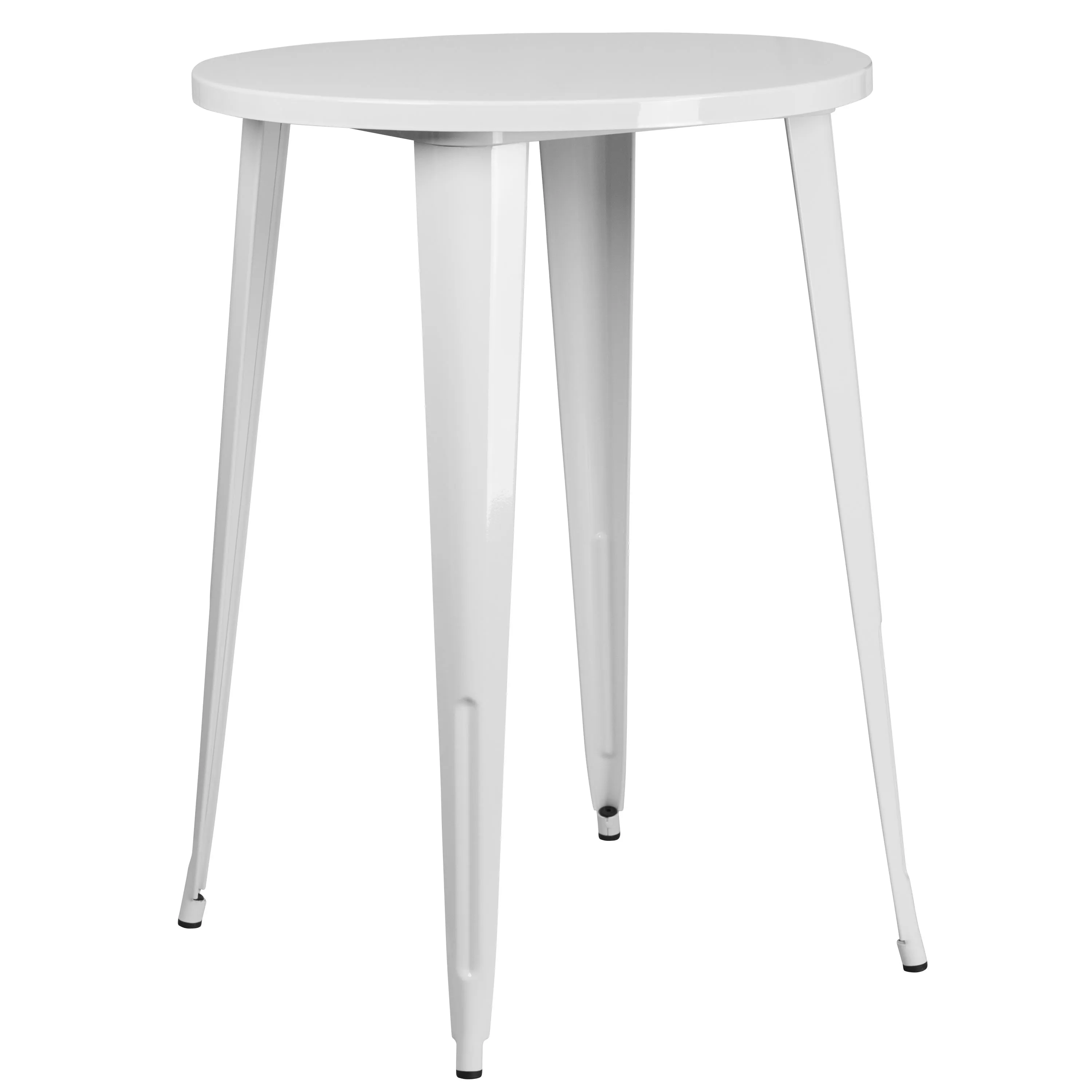 Commercial Grade 30" Round Metal Indoor-Outdoor Bar Table Set with 2 Square Seat Backless Stools