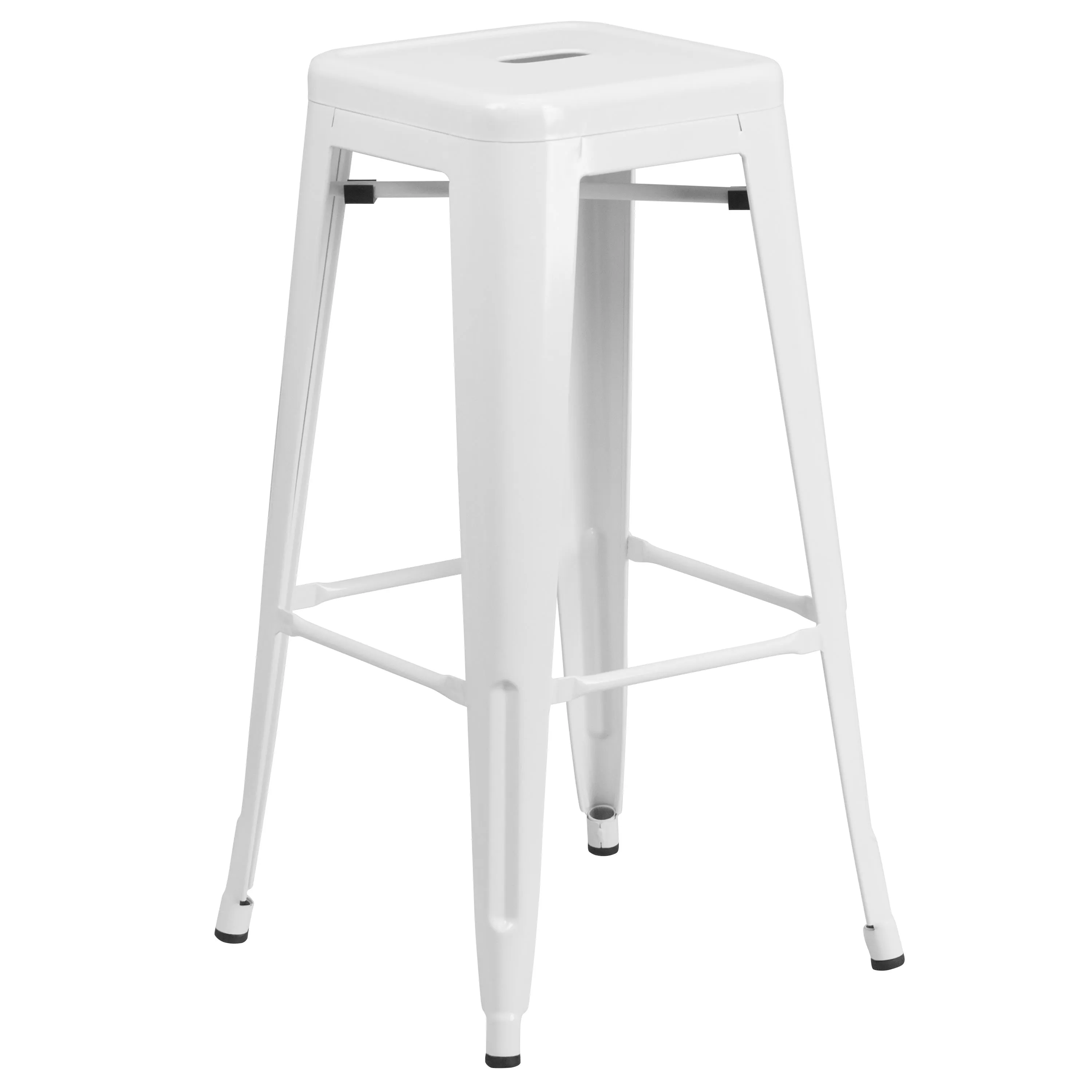 Commercial Grade 30" Round Metal Indoor-Outdoor Bar Table Set with 2 Square Seat Backless Stools