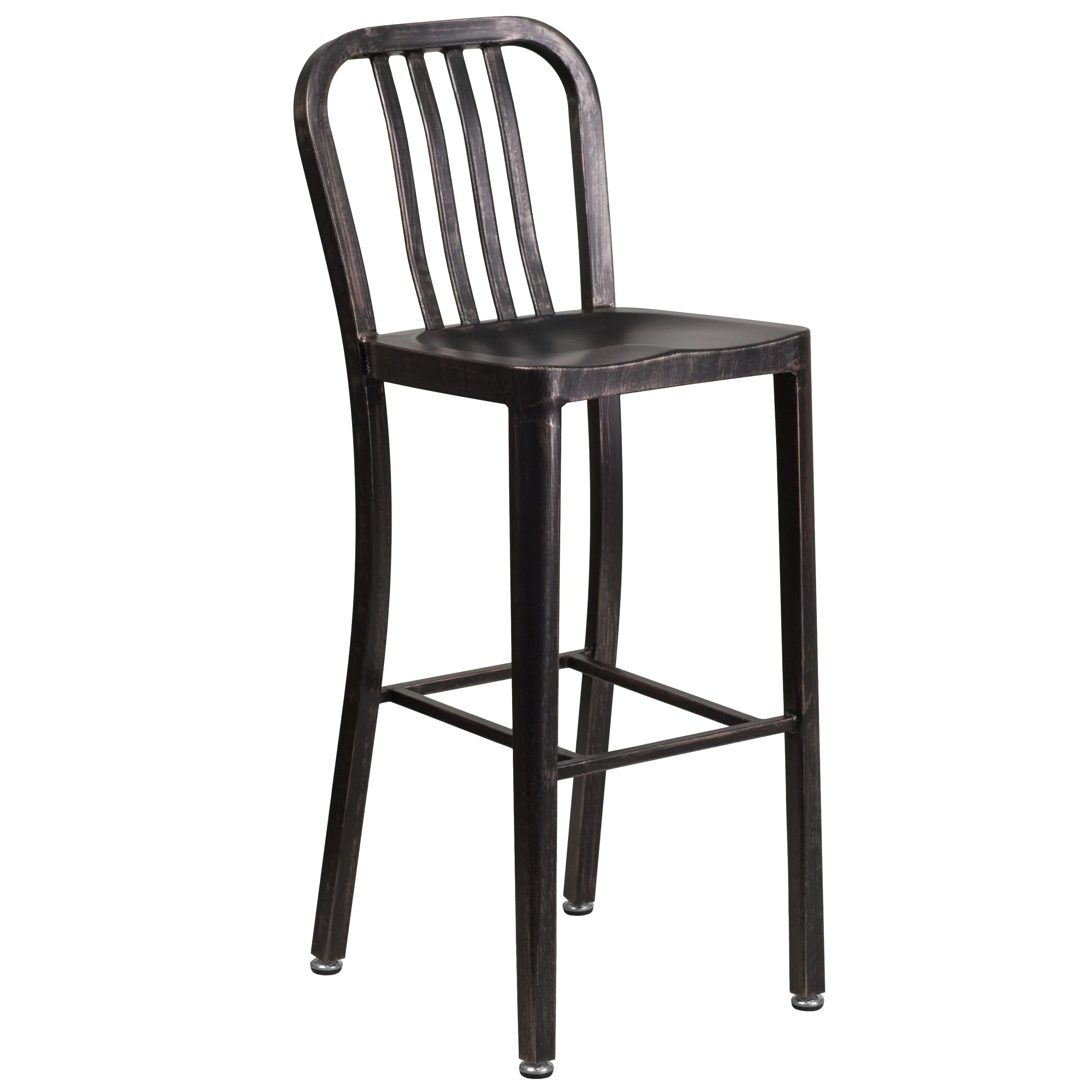 Commercial Grade 30" Round Metal Indoor-Outdoor Bar Table Set with 2 Vertical Slat Back Stools