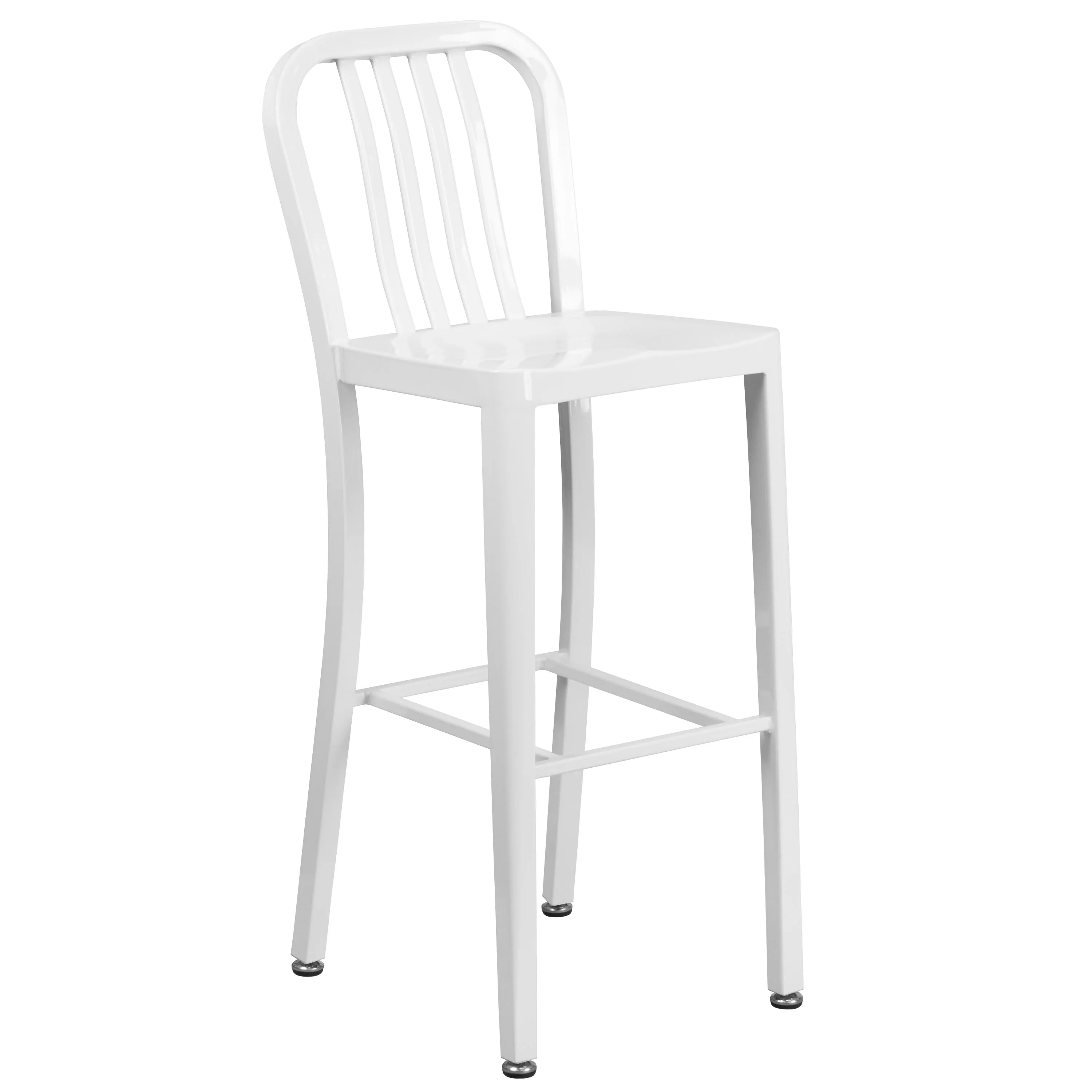 Commercial Grade 30" Round Metal Indoor-Outdoor Bar Table Set with 2 Vertical Slat Back Stools