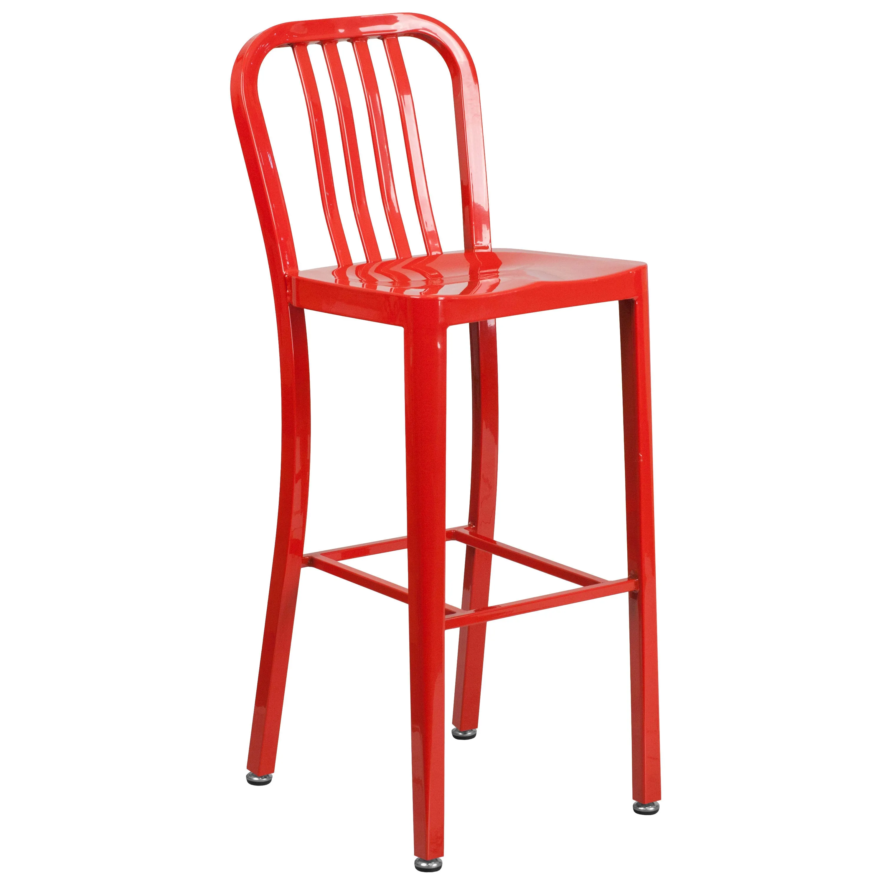 Commercial Grade 30" Round Metal Indoor-Outdoor Bar Table Set with 2 Vertical Slat Back Stools