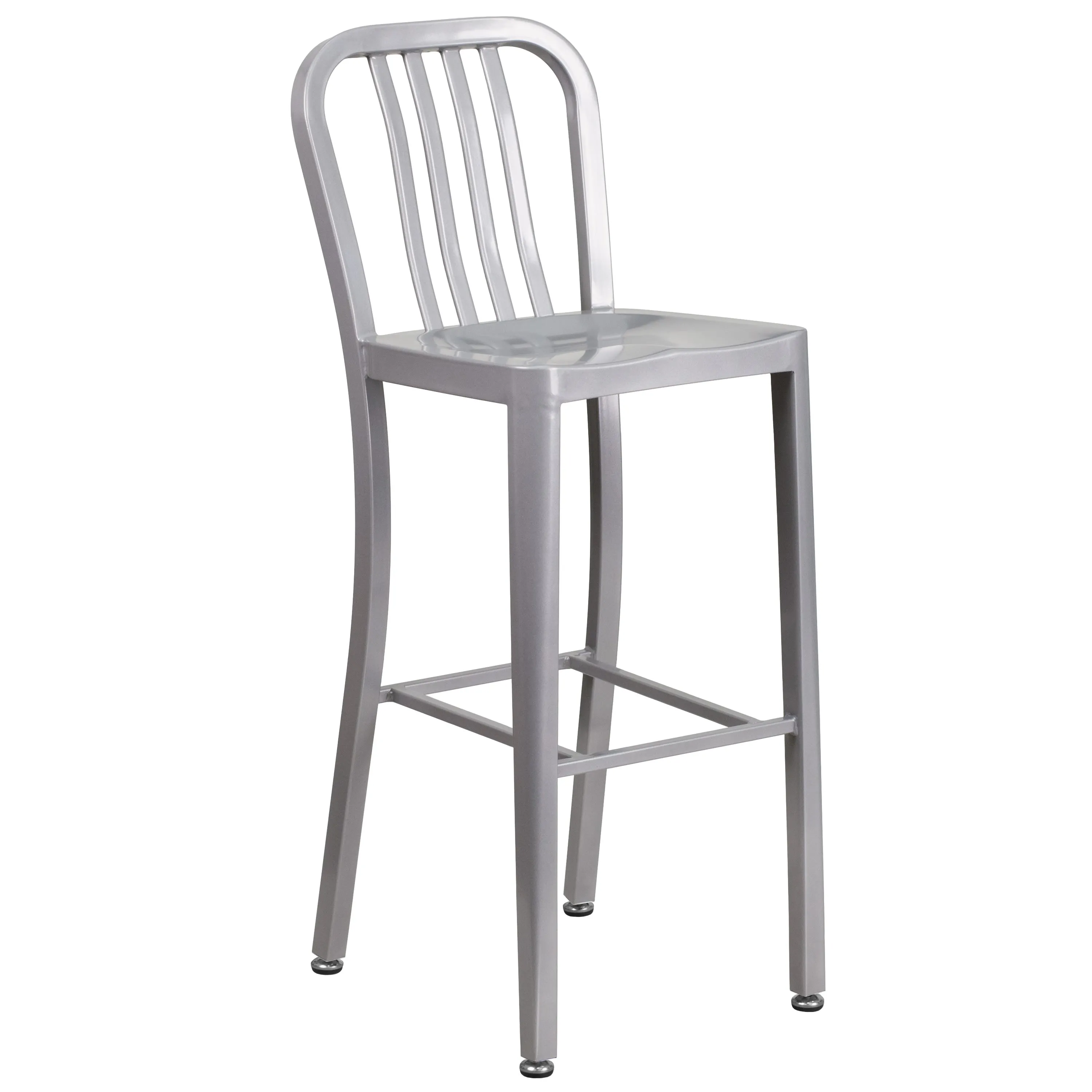 Commercial Grade 30" Round Metal Indoor-Outdoor Bar Table Set with 2 Vertical Slat Back Stools
