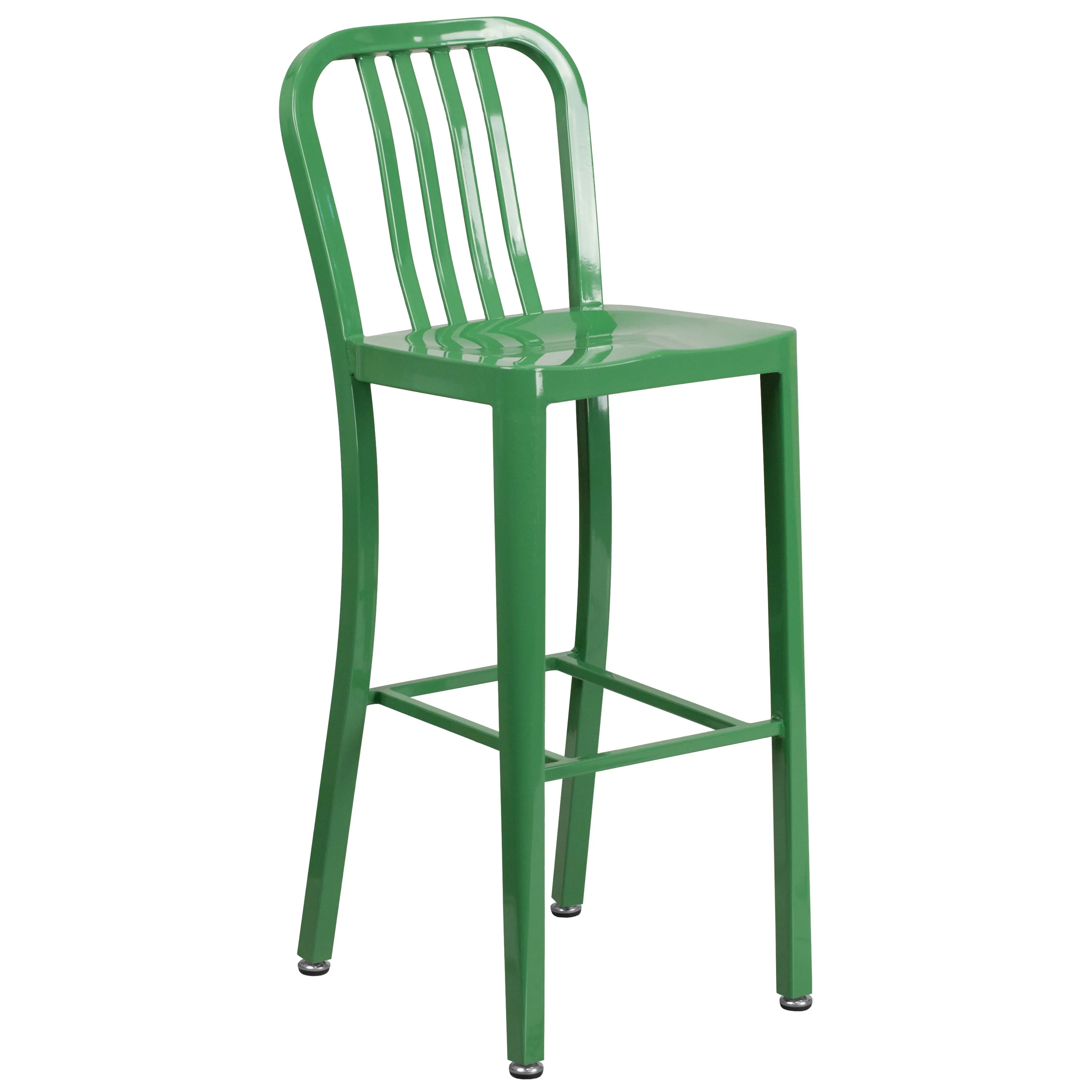 Commercial Grade 30" Round Metal Indoor-Outdoor Bar Table Set with 2 Vertical Slat Back Stools