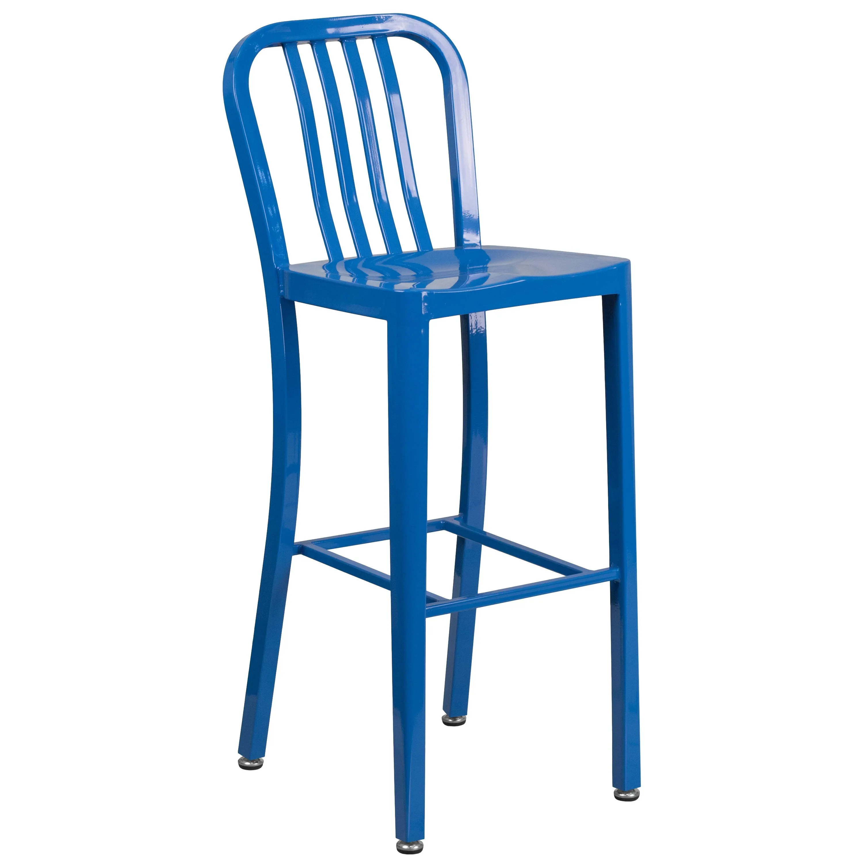 Commercial Grade 30" Round Metal Indoor-Outdoor Bar Table Set with 2 Vertical Slat Back Stools